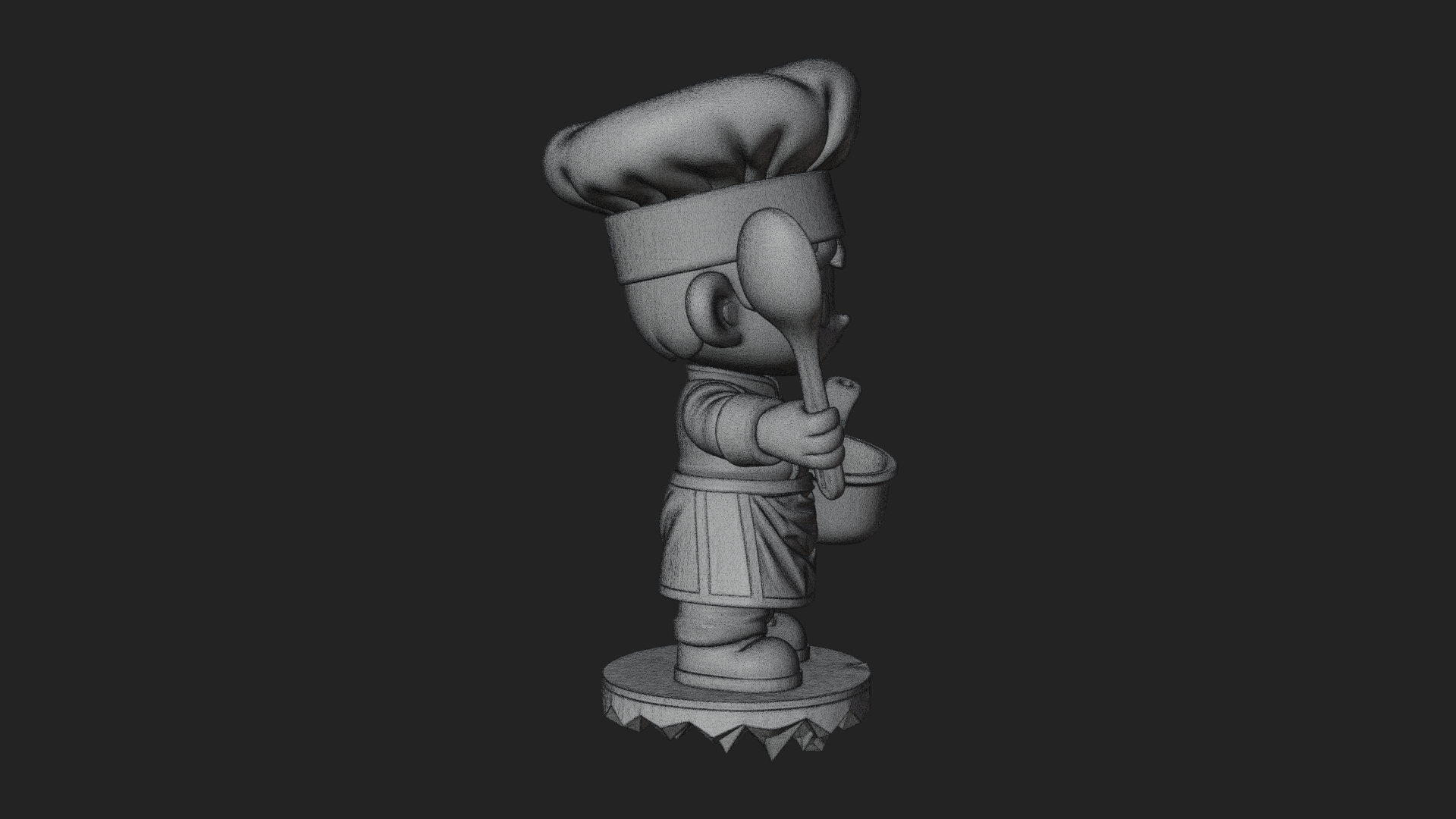 Chibi Chef with Ladle Statue Design 2 3D Print Model 3D Model