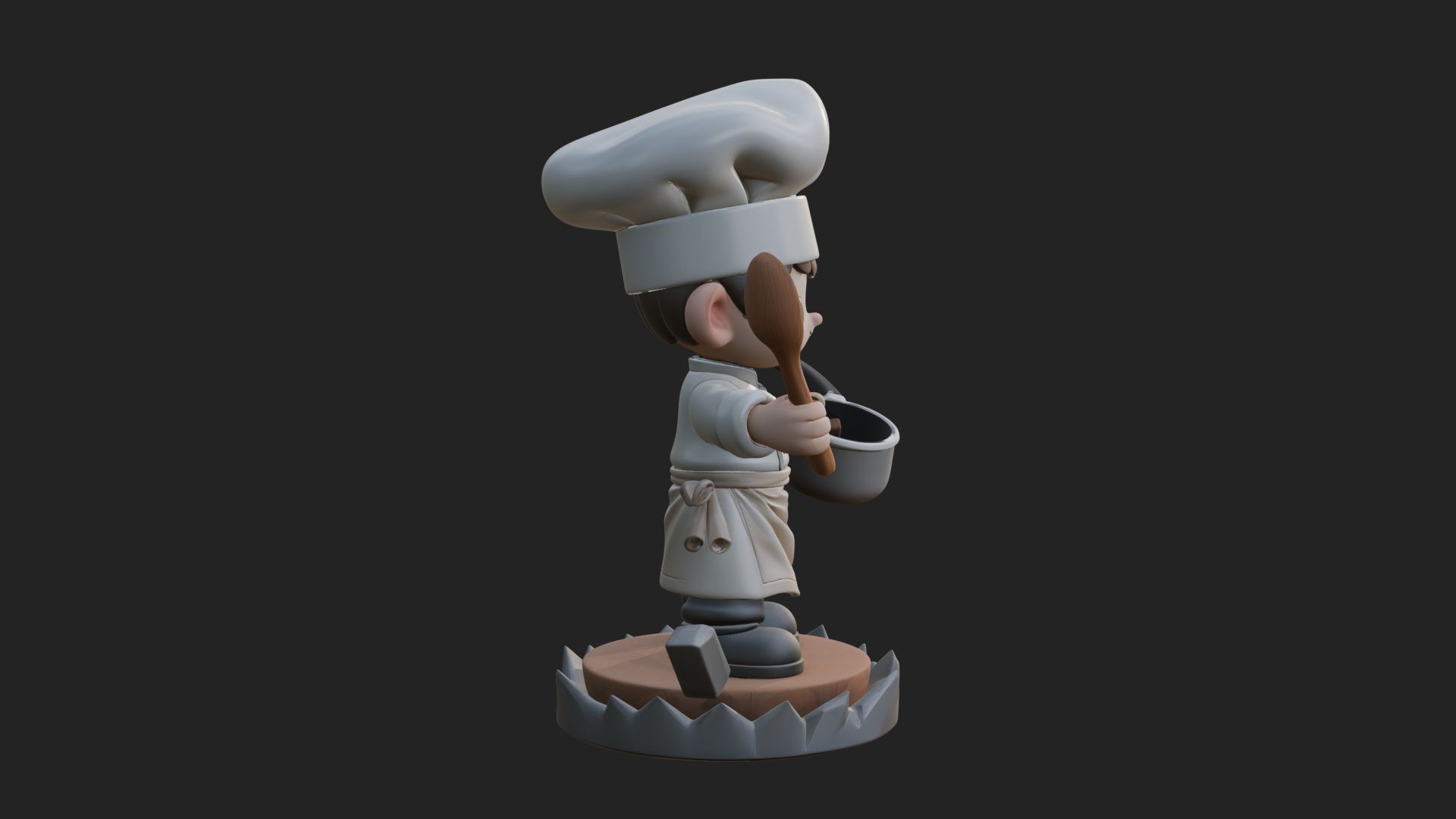 Chibi Chef with Ladle Statue Design 3 3D Print Model 3D Model