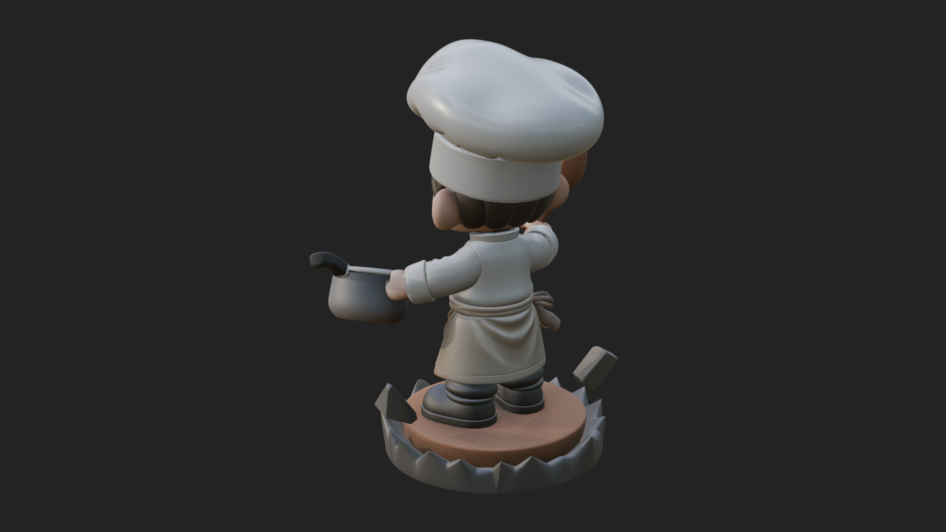 Chibi Chef with Ladle Statue Design 3 3D Print Model 3D Model