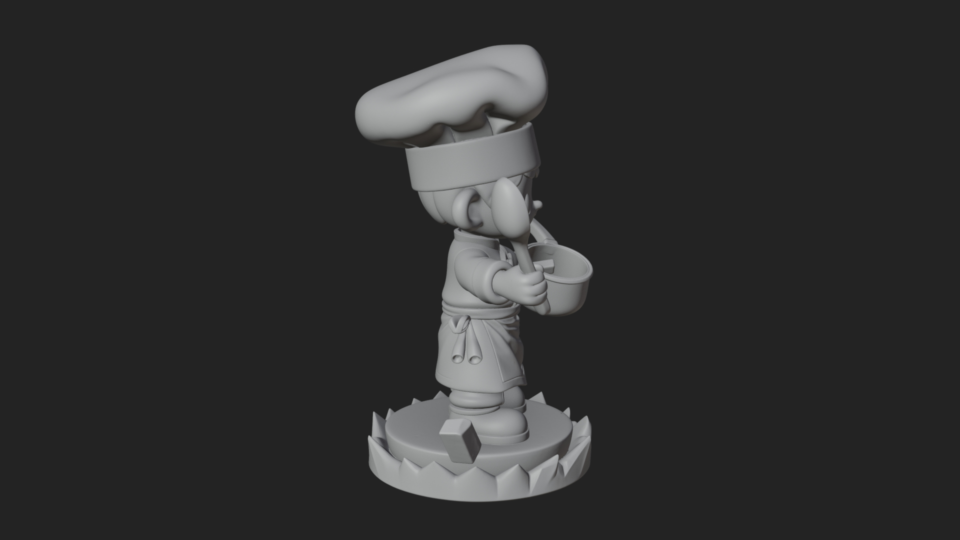 Chibi Chef with Ladle Statue Design 3 3D Print Model 3D Model