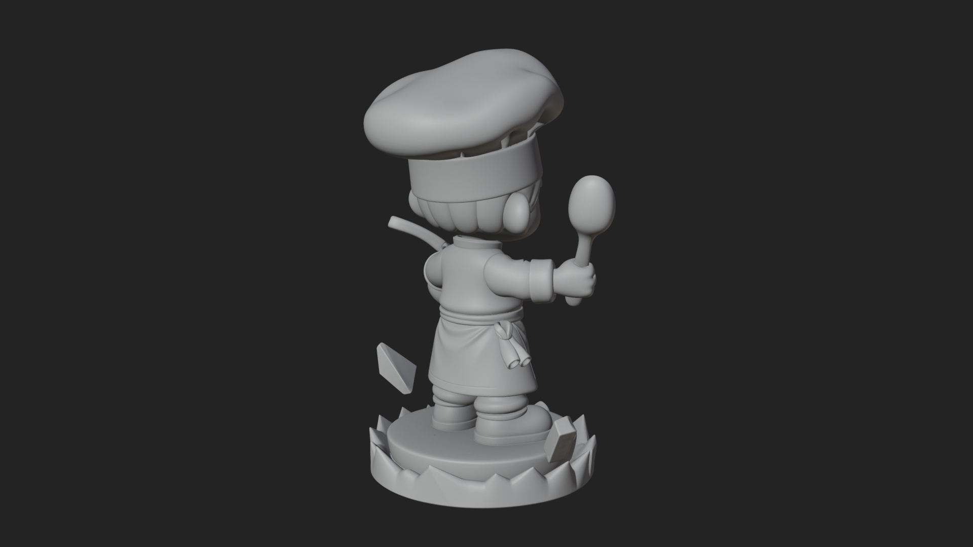 Chibi Chef with Ladle Statue Design 3 3D Print Model 3D Model