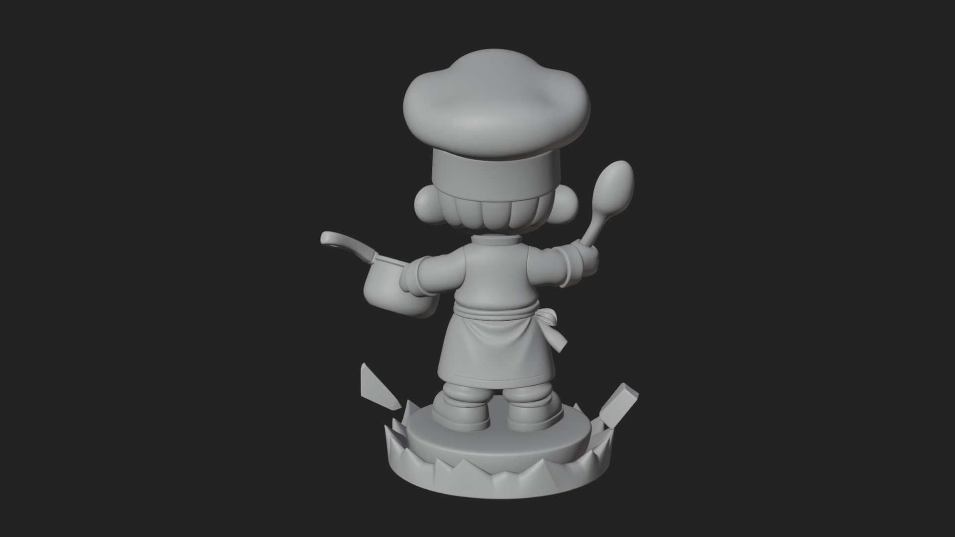 Chibi Chef with Ladle Statue Design 3 3D Print Model 3D Model