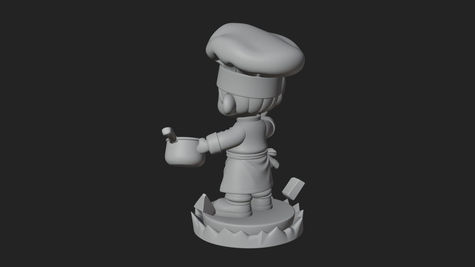 Chibi Chef with Ladle Statue Design 3 3D Print Model 3D Model