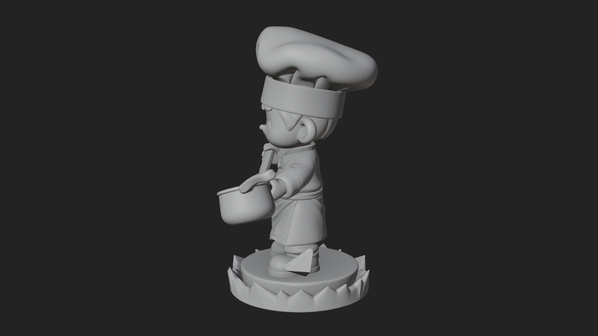 Chibi Chef with Ladle Statue Design 3 3D Print Model 3D Model