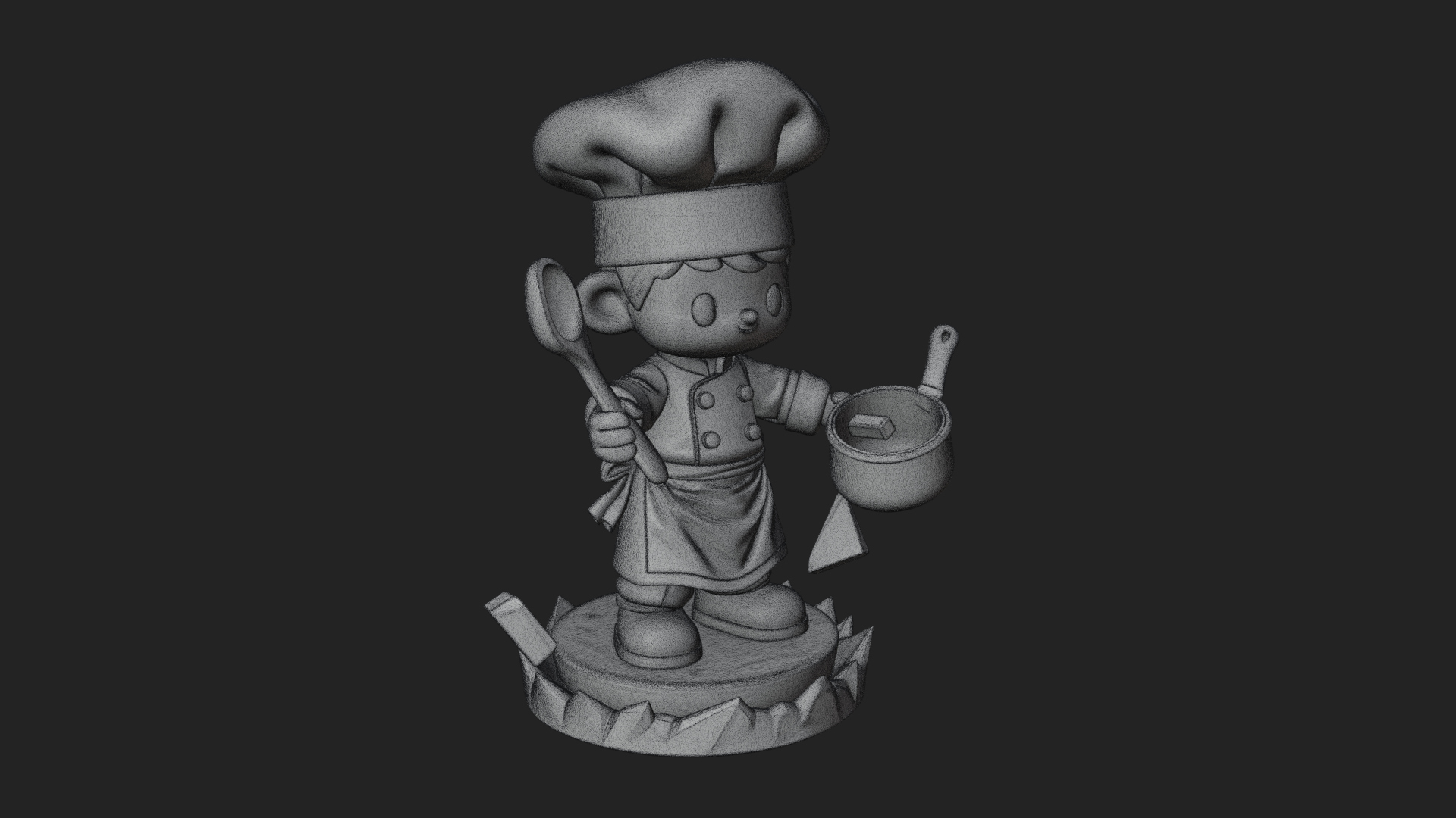 Chibi Chef with Ladle Statue Design 3 3D Print Model 3D Model