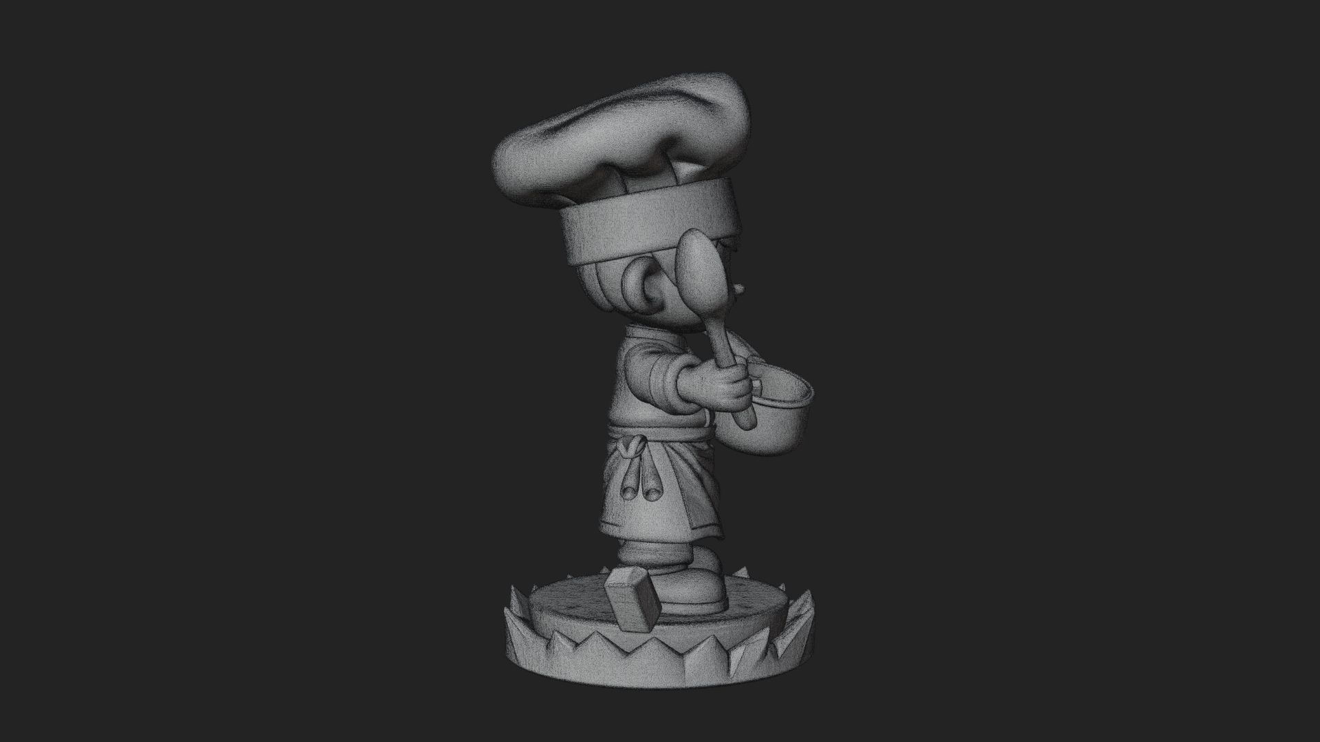 Chibi Chef with Ladle Statue Design 3 3D Print Model 3D Model