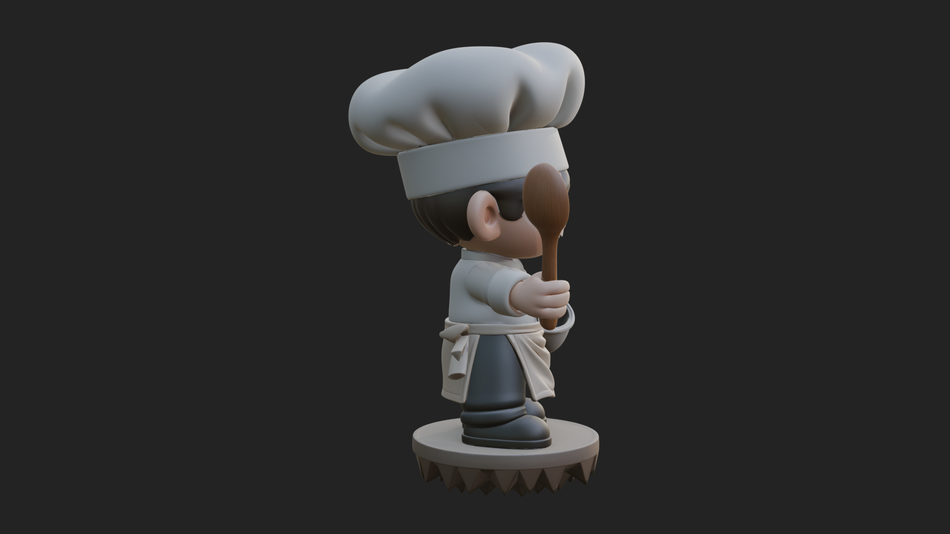 Chibi Chef with Ladle Statue Design 4 3D Print Model 3D Model