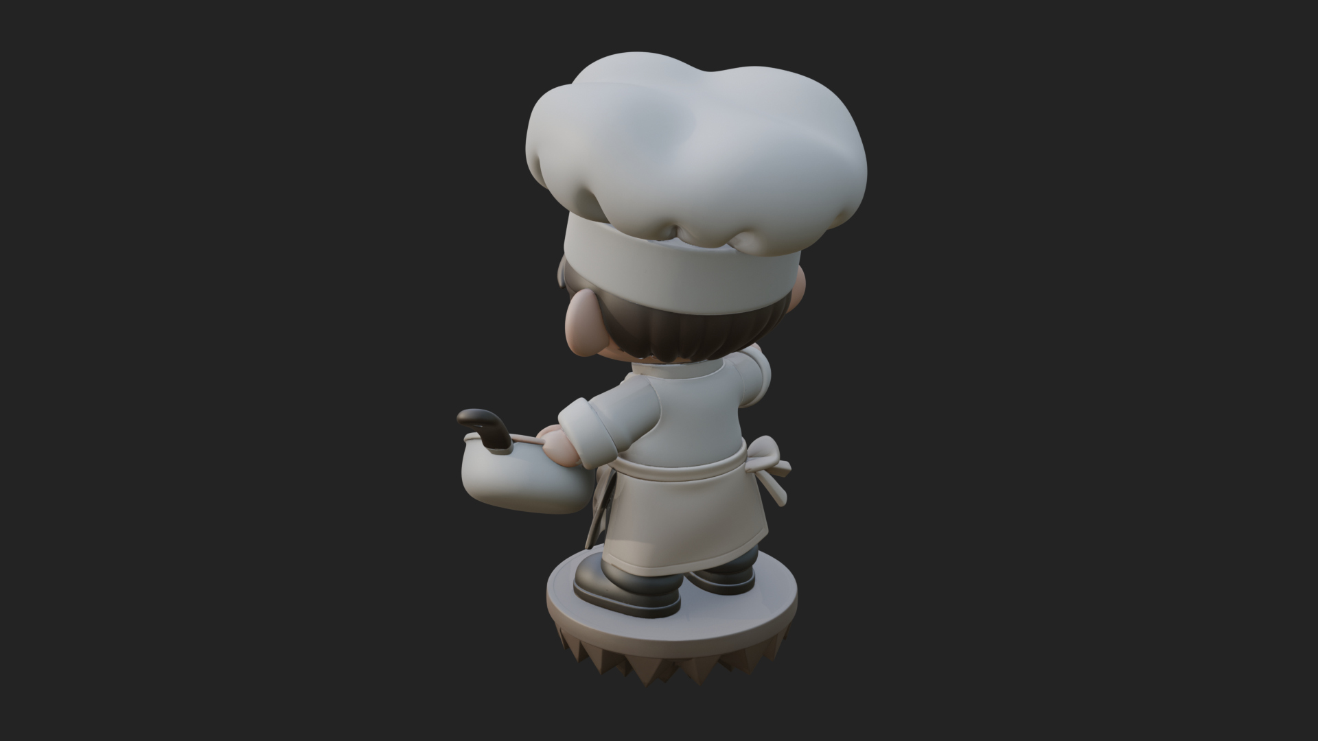Chibi Chef with Ladle Statue Design 4 3D Print Model 3D Model