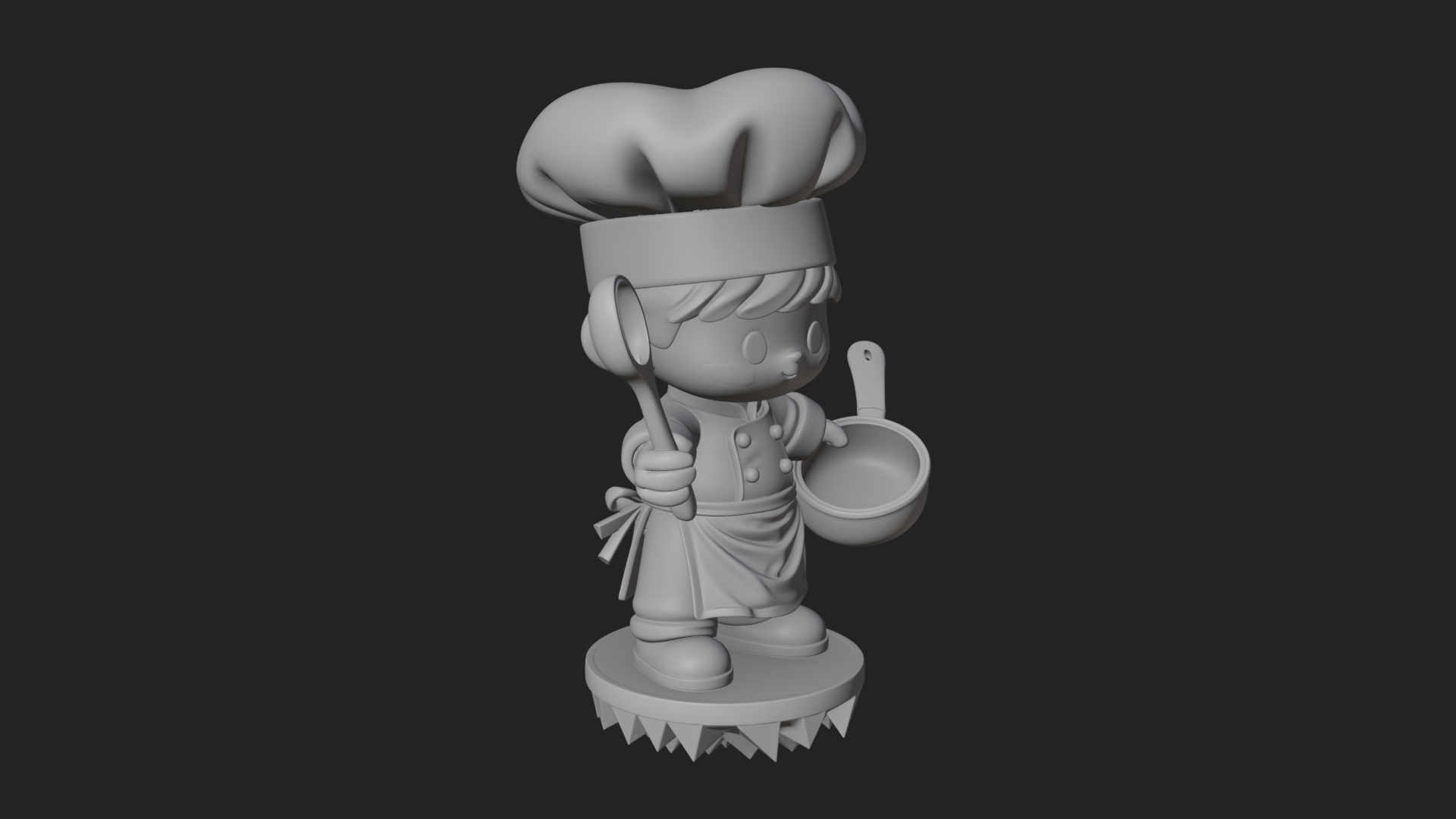 Chibi Chef with Ladle Statue Design 4 3D Print Model 3D Model
