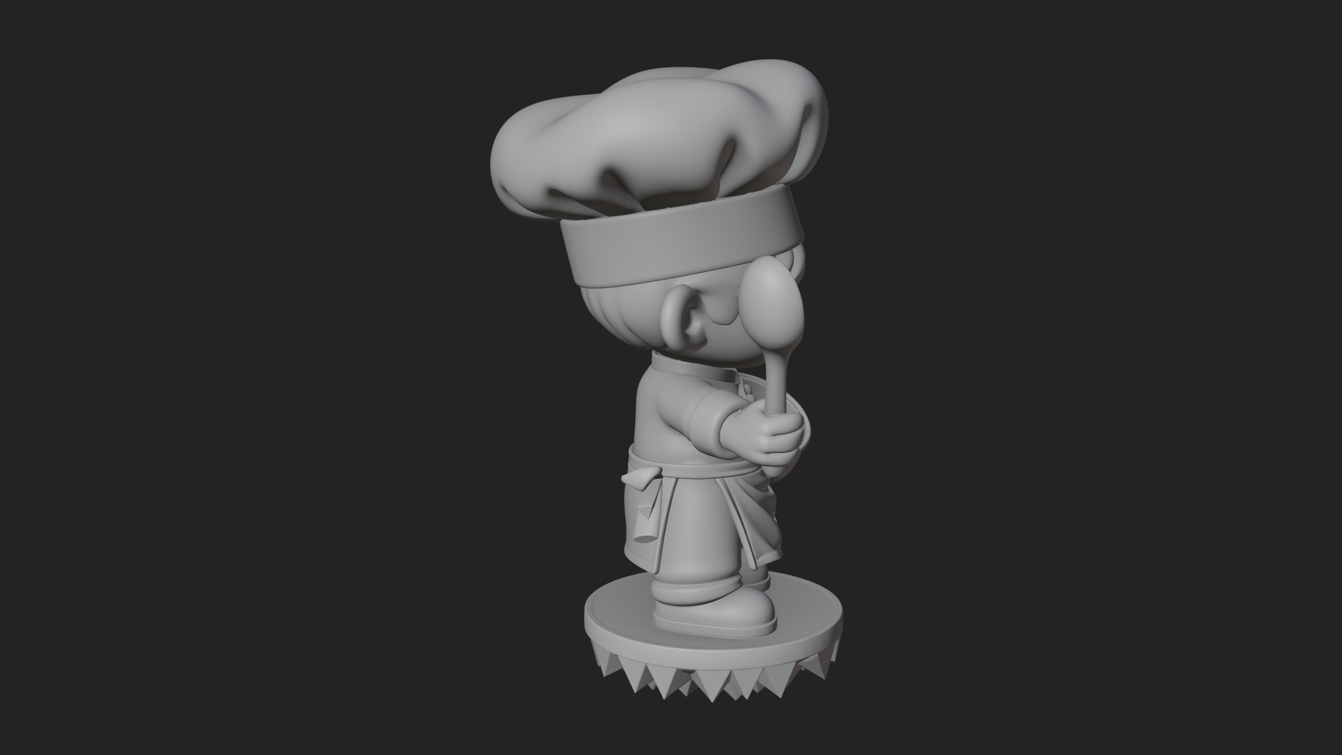 Chibi Chef with Ladle Statue Design 4 3D Print Model 3D Model