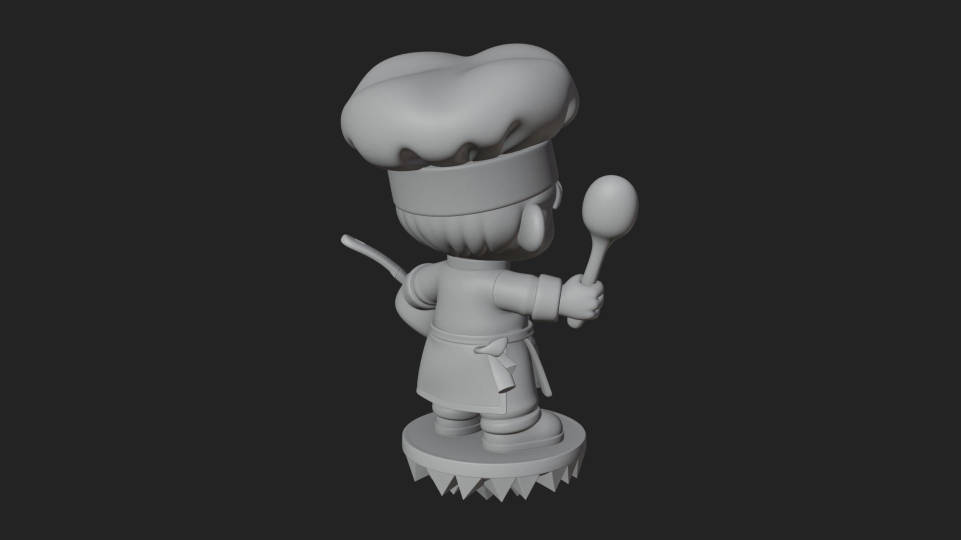 Chibi Chef with Ladle Statue Design 4 3D Print Model 3D Model