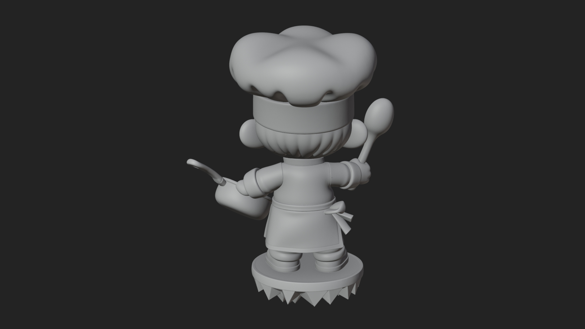 Chibi Chef with Ladle Statue Design 4 3D Print Model 3D Model