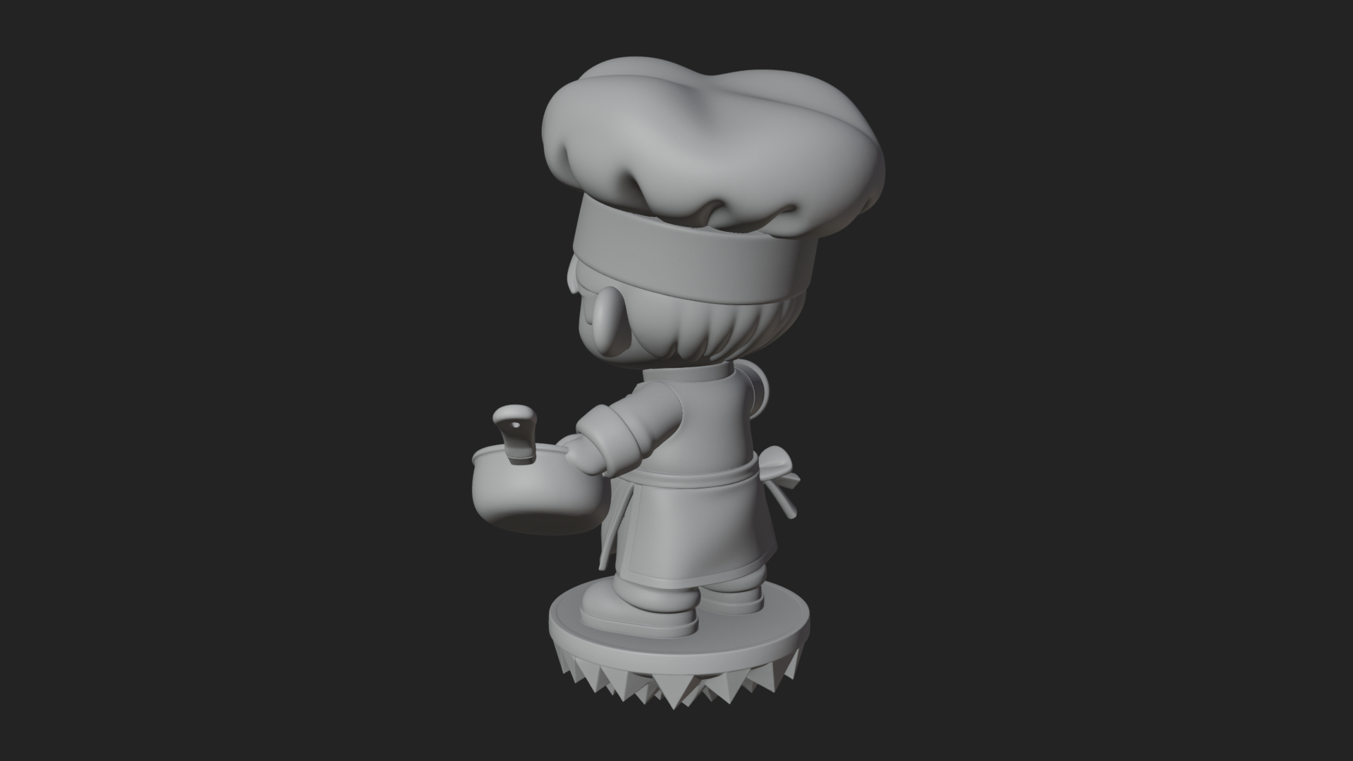 Chibi Chef with Ladle Statue Design 4 3D Print Model 3D Model