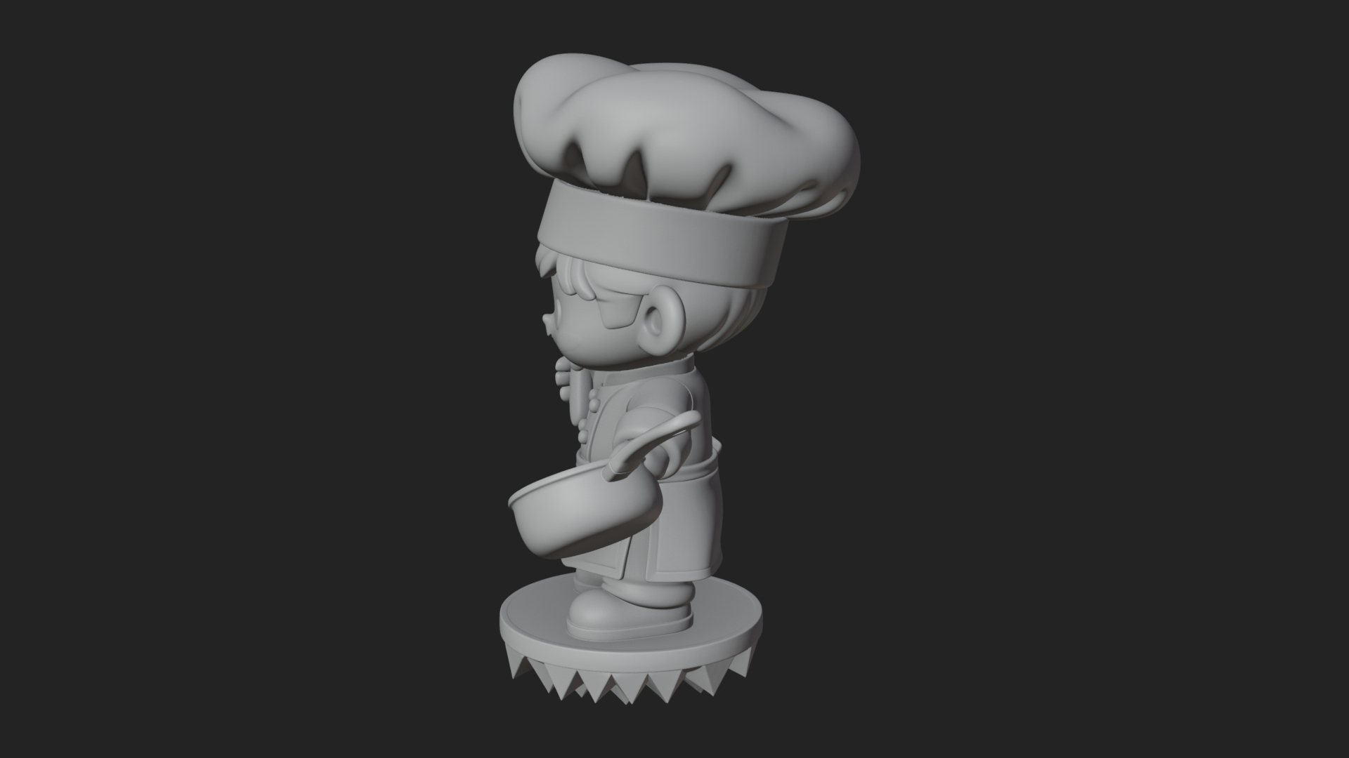 Chibi Chef with Ladle Statue Design 4 3D Print Model 3D Model