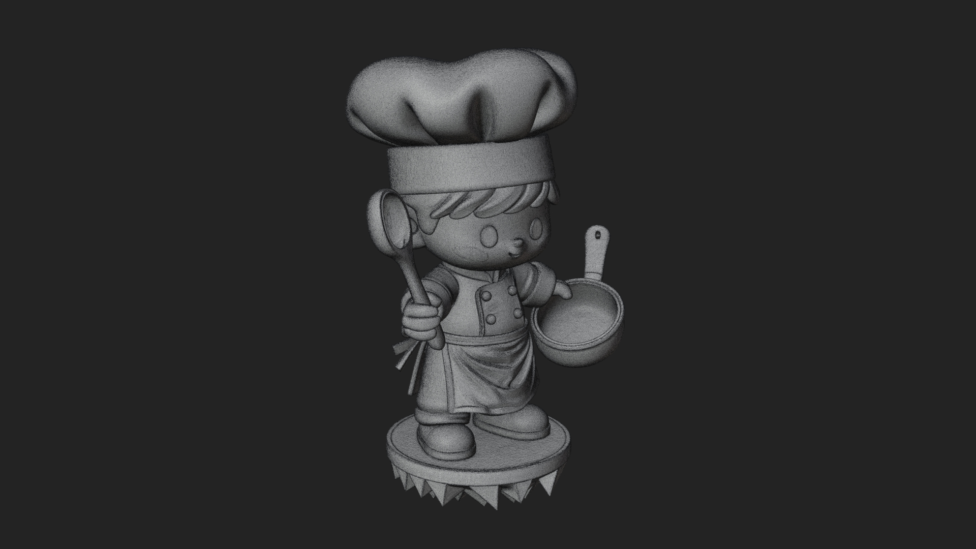 Chibi Chef with Ladle Statue Design 4 3D Print Model 3D Model