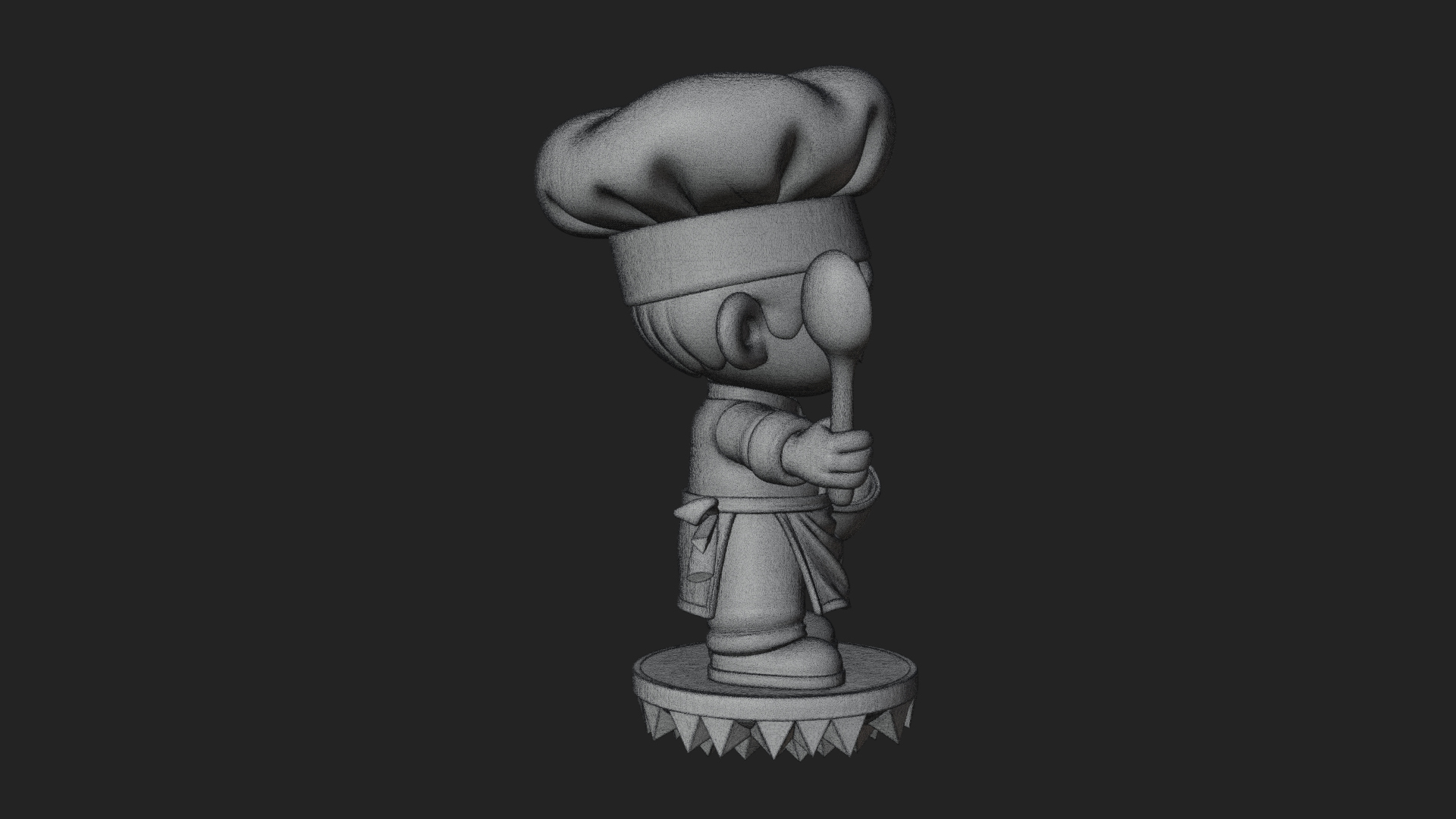Chibi Chef with Ladle Statue Design 4 3D Print Model 3D Model