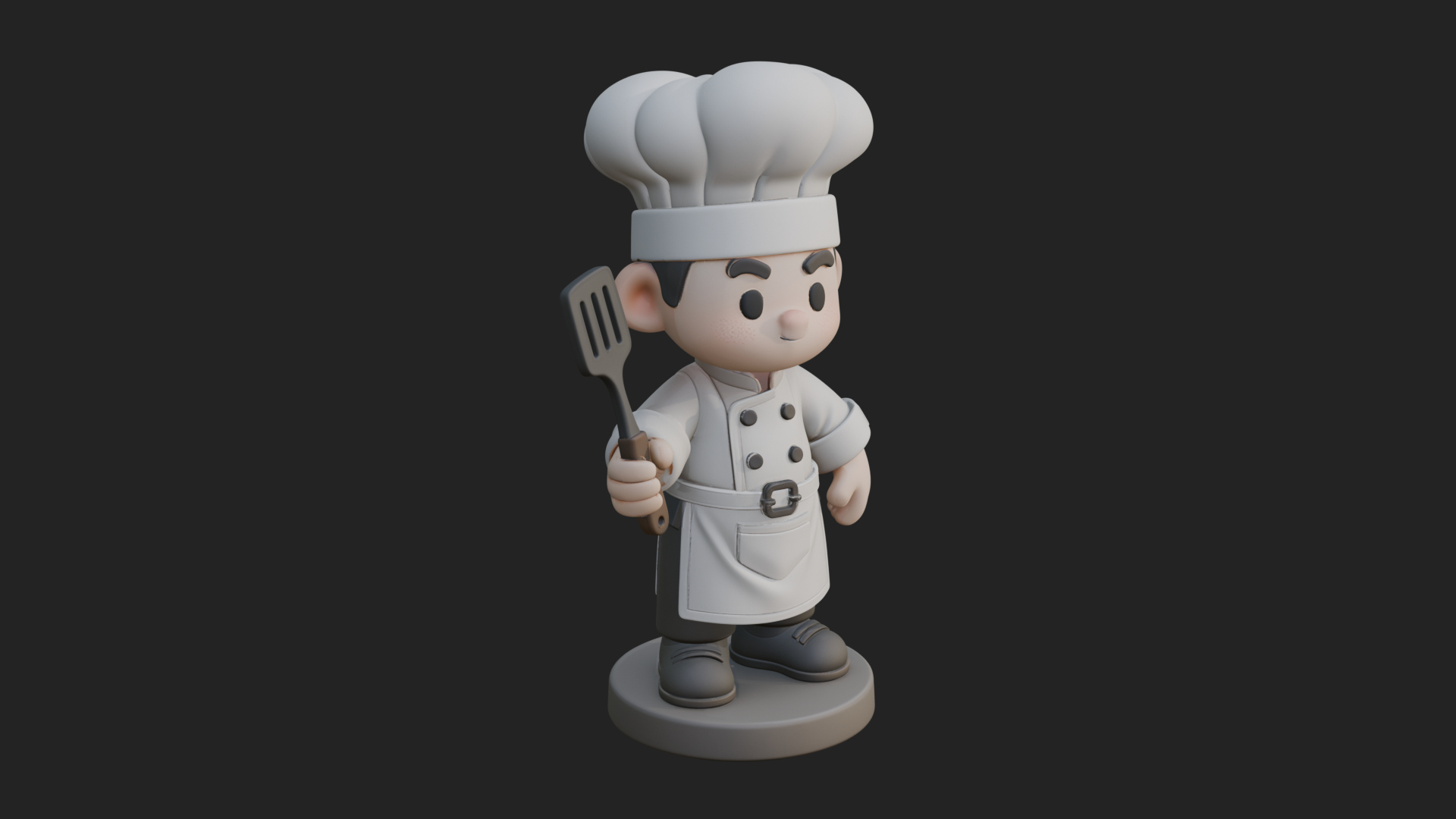 Chibi Chef with Spatula Statue Design 1 3D Print Model 3D Model