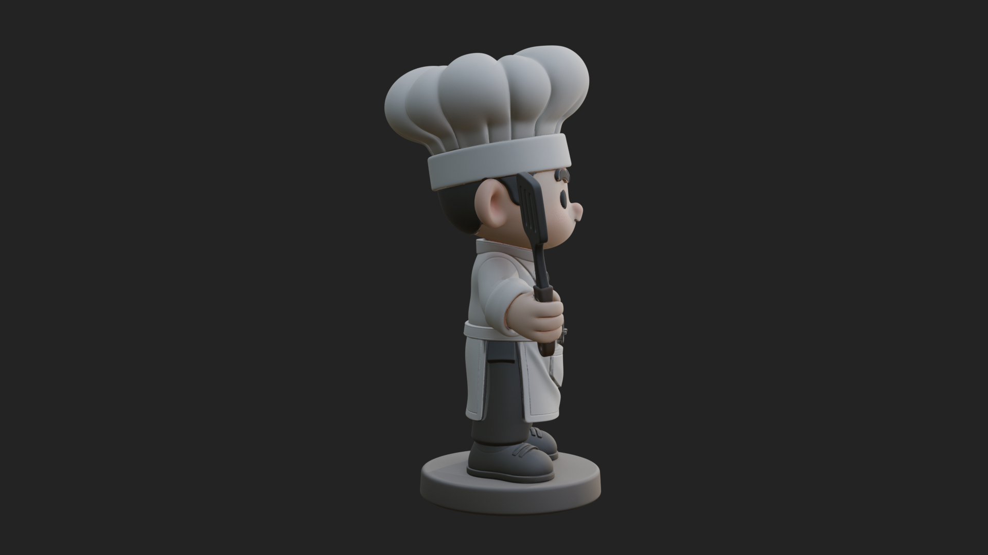 Chibi Chef with Spatula Statue Design 1 3D Print Model 3D Model