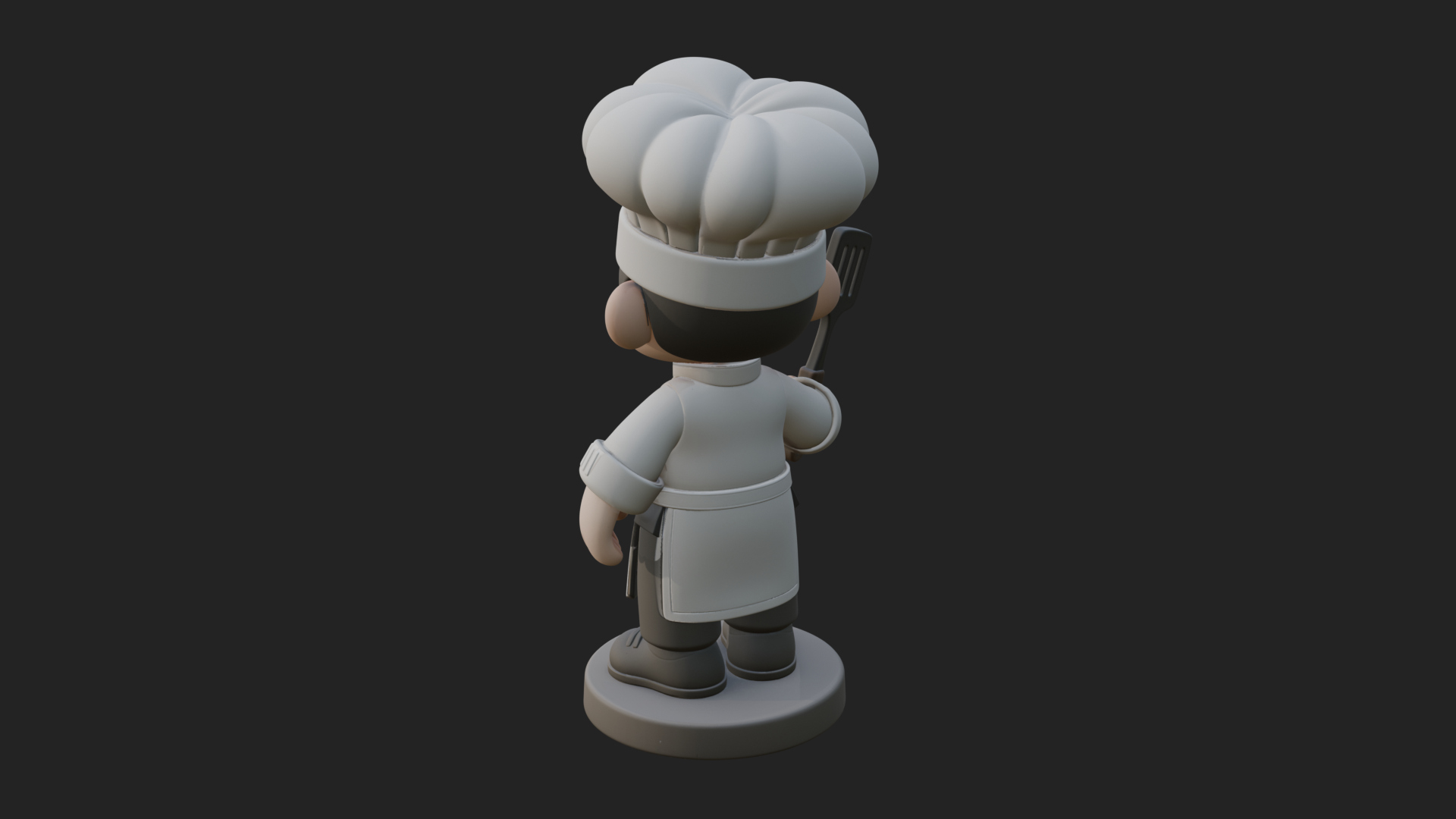 Chibi Chef with Spatula Statue Design 1 3D Print Model 3D Model