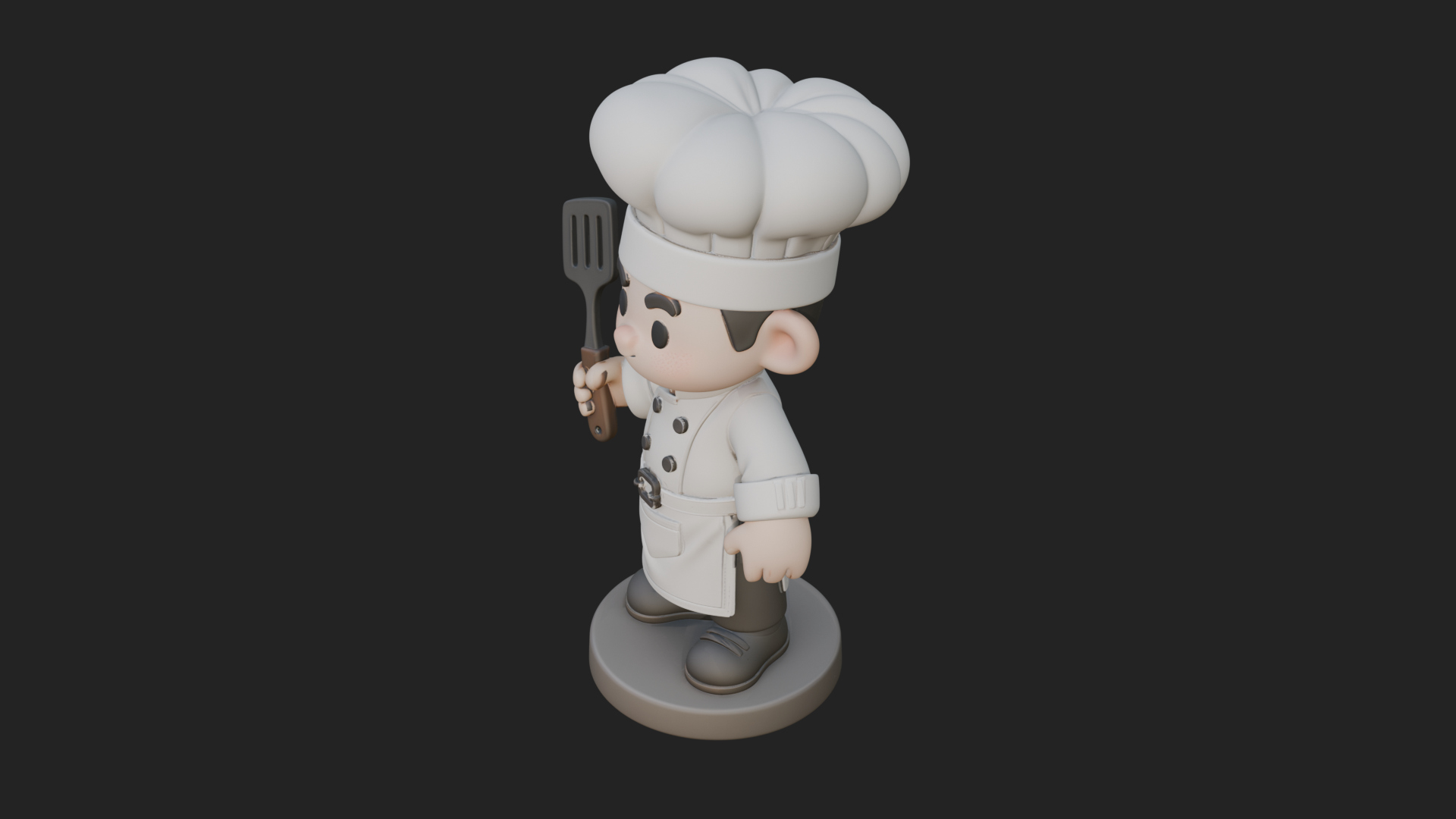 Chibi Chef with Spatula Statue Design 1 3D Print Model 3D Model