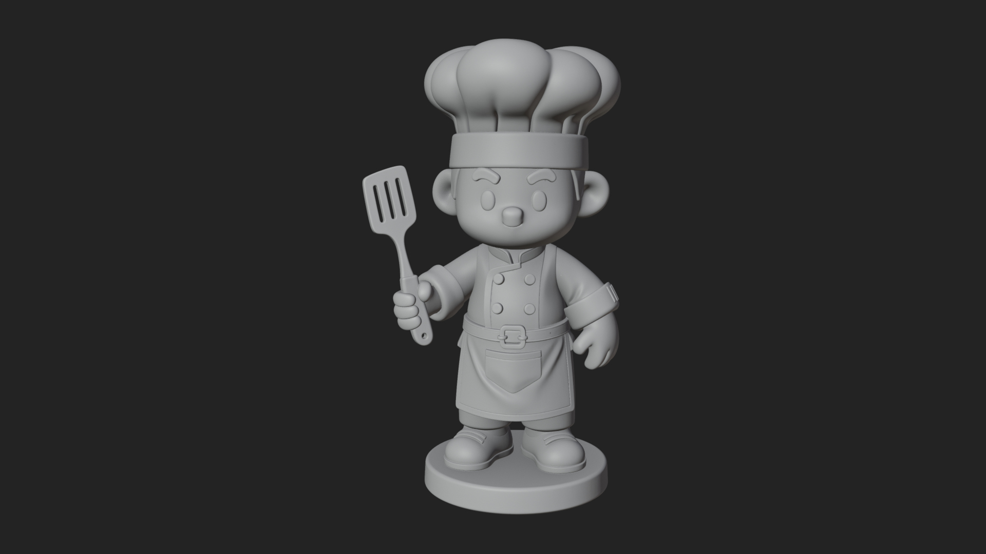 Chibi Chef with Spatula Statue Design 1 3D Print Model 3D Model