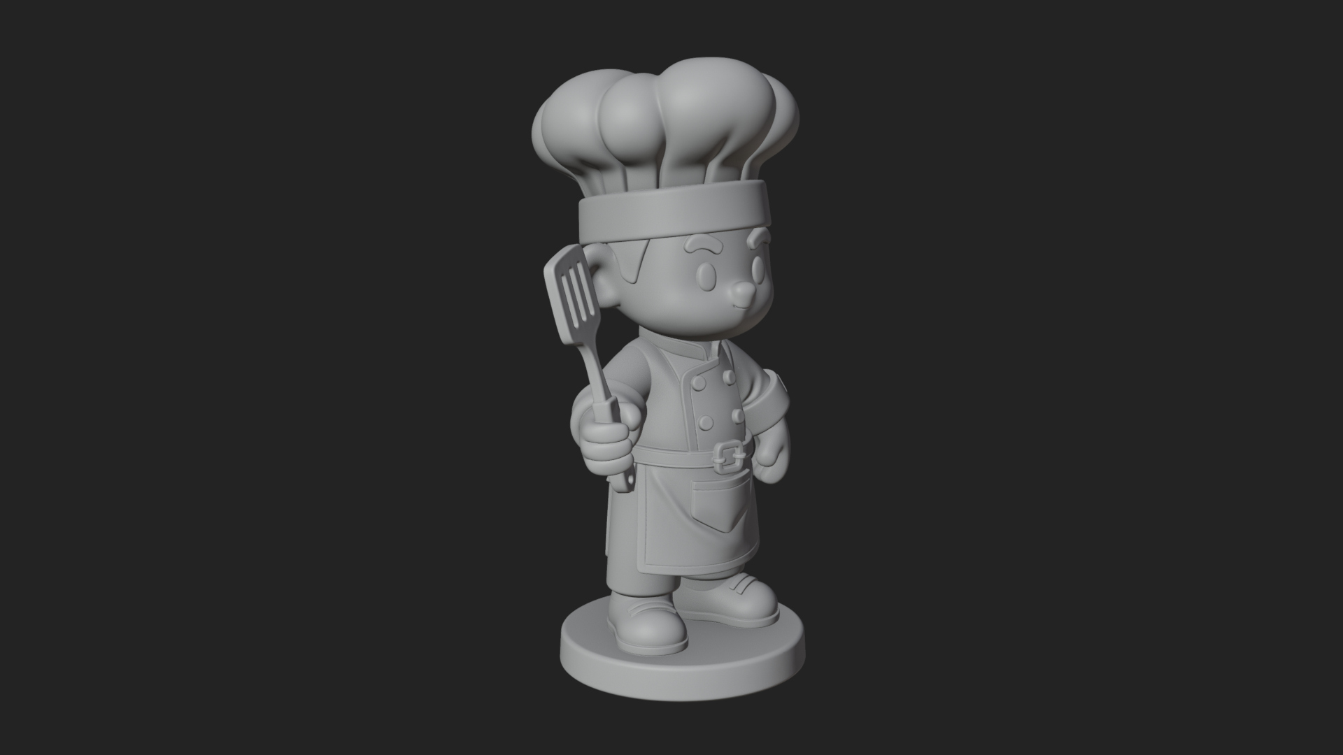 Chibi Chef with Spatula Statue Design 1 3D Print Model 3D Model