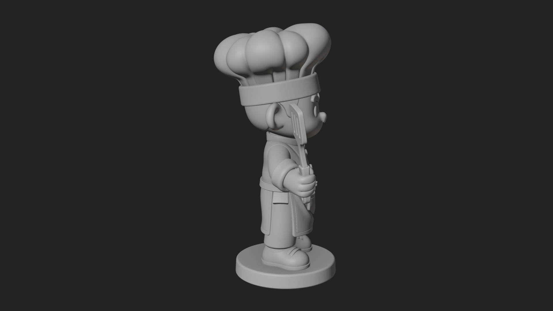 Chibi Chef with Spatula Statue Design 1 3D Print Model 3D Model