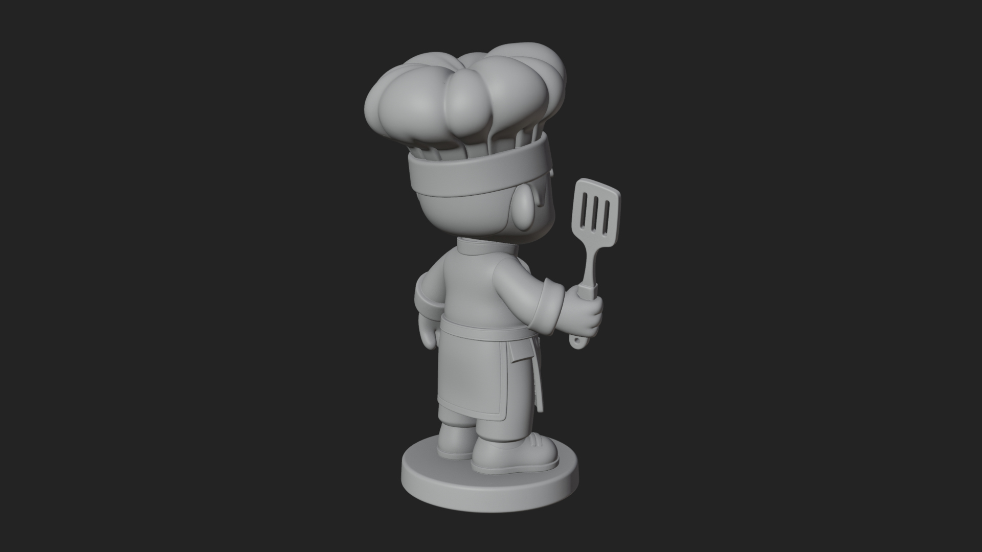 Chibi Chef with Spatula Statue Design 1 3D Print Model 3D Model