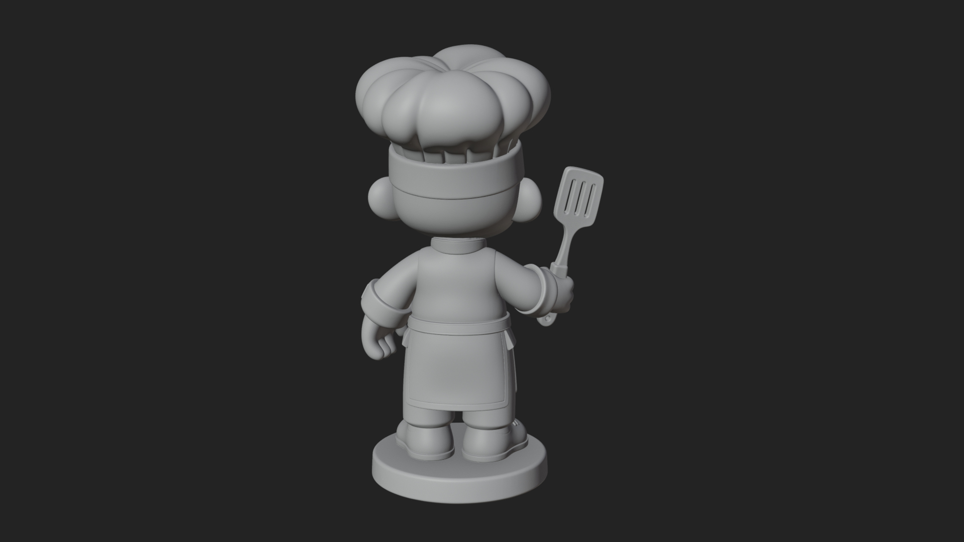 Chibi Chef with Spatula Statue Design 1 3D Print Model 3D Model