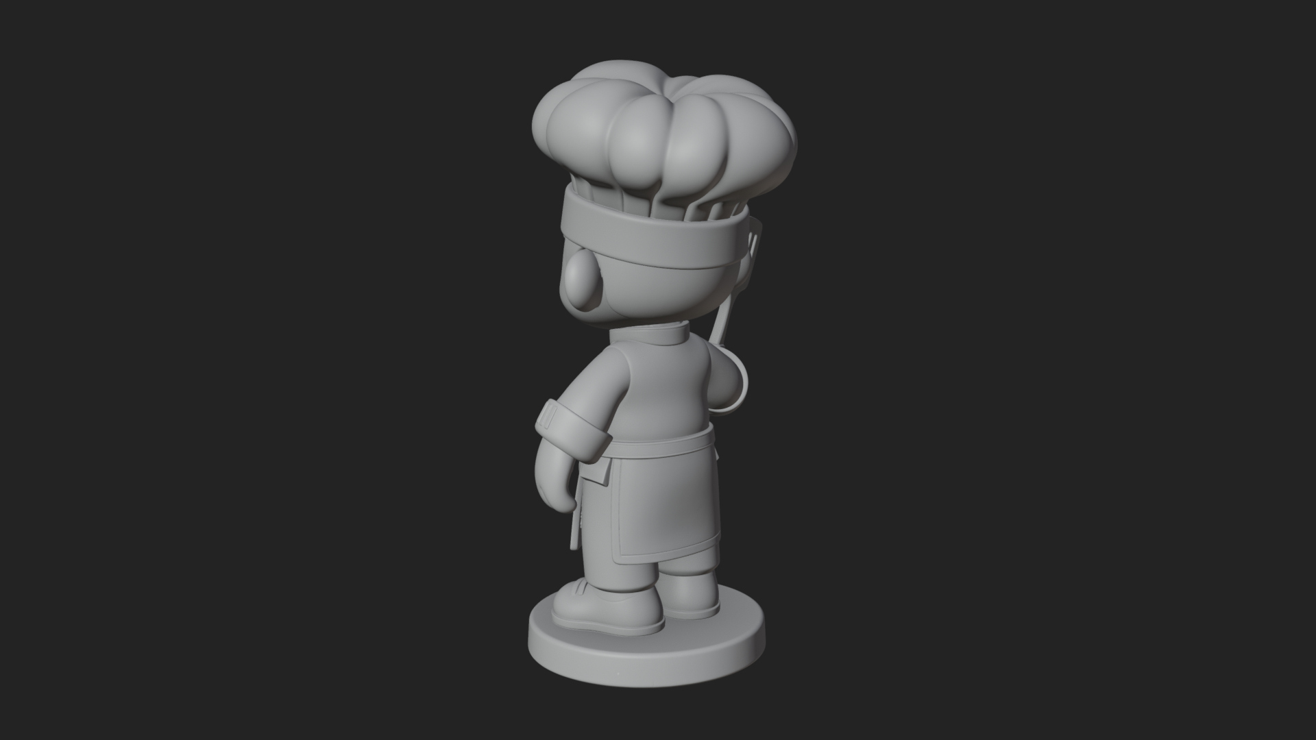 Chibi Chef with Spatula Statue Design 1 3D Print Model 3D Model