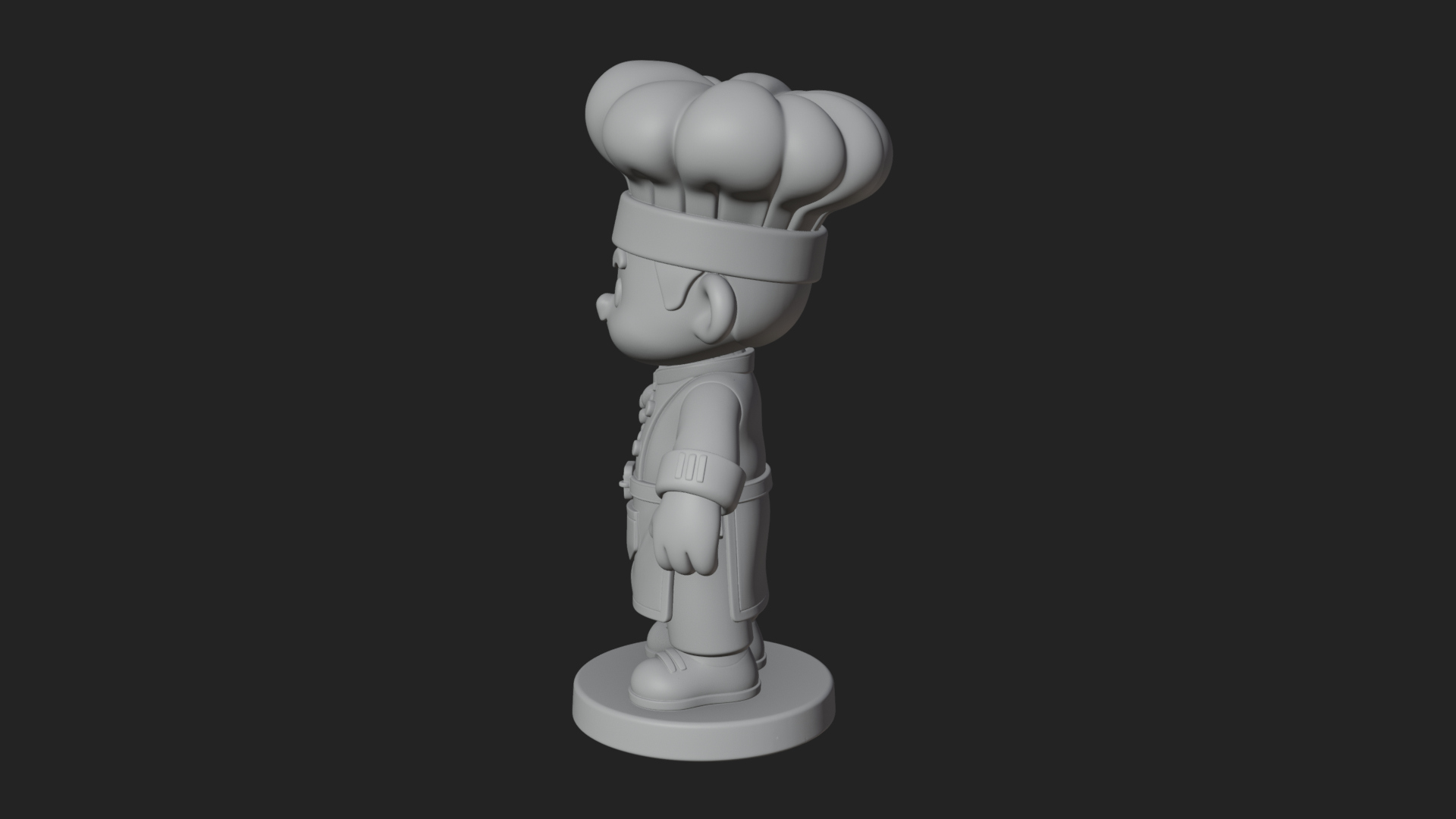 Chibi Chef with Spatula Statue Design 1 3D Print Model 3D Model