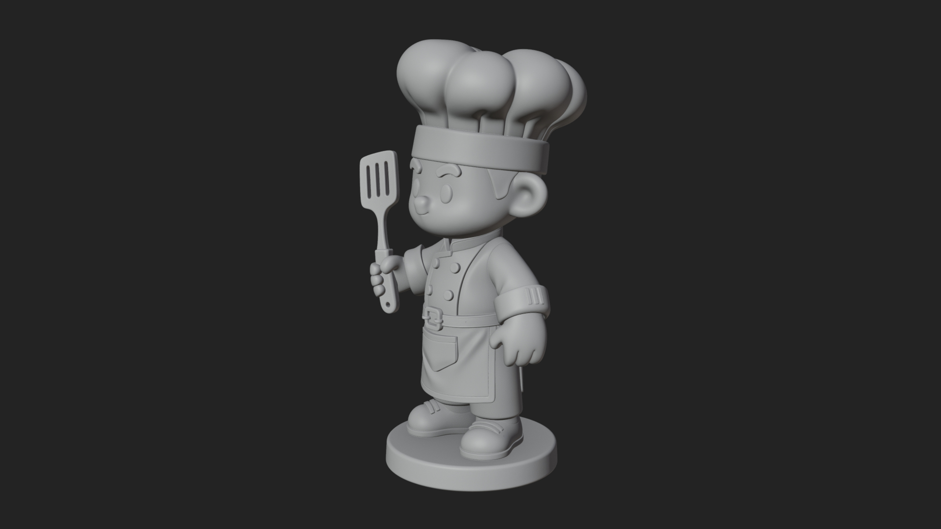 Chibi Chef with Spatula Statue Design 1 3D Print Model 3D Model