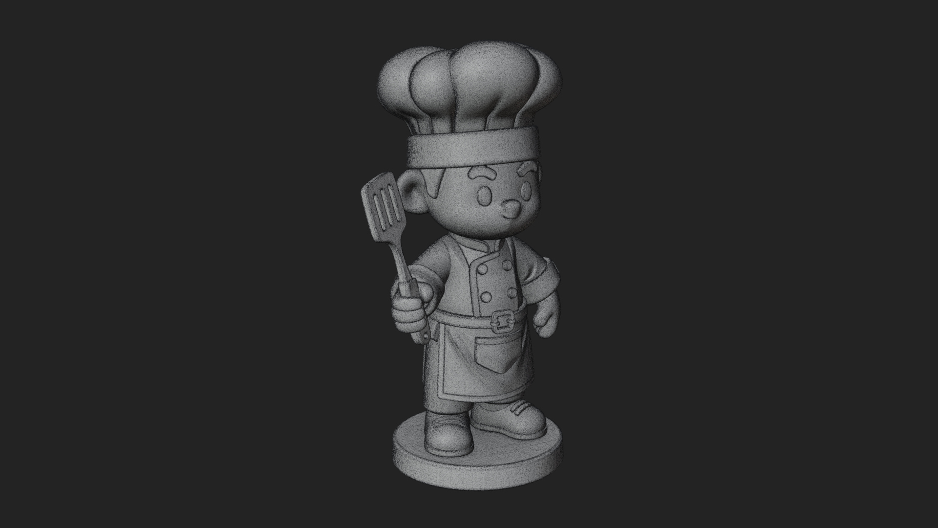 Chibi Chef with Spatula Statue Design 1 3D Print Model 3D Model