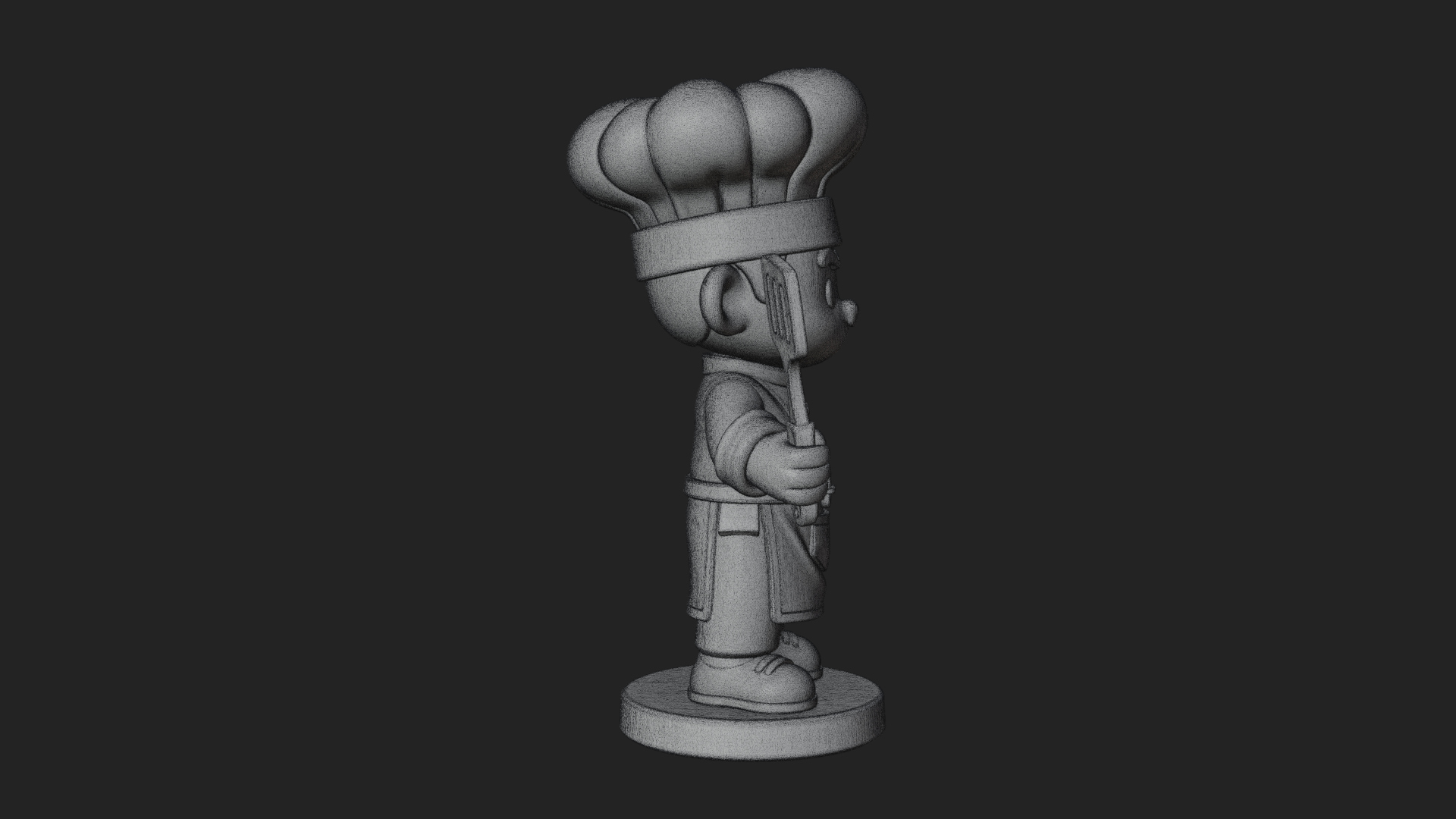 Chibi Chef with Spatula Statue Design 1 3D Print Model 3D Model