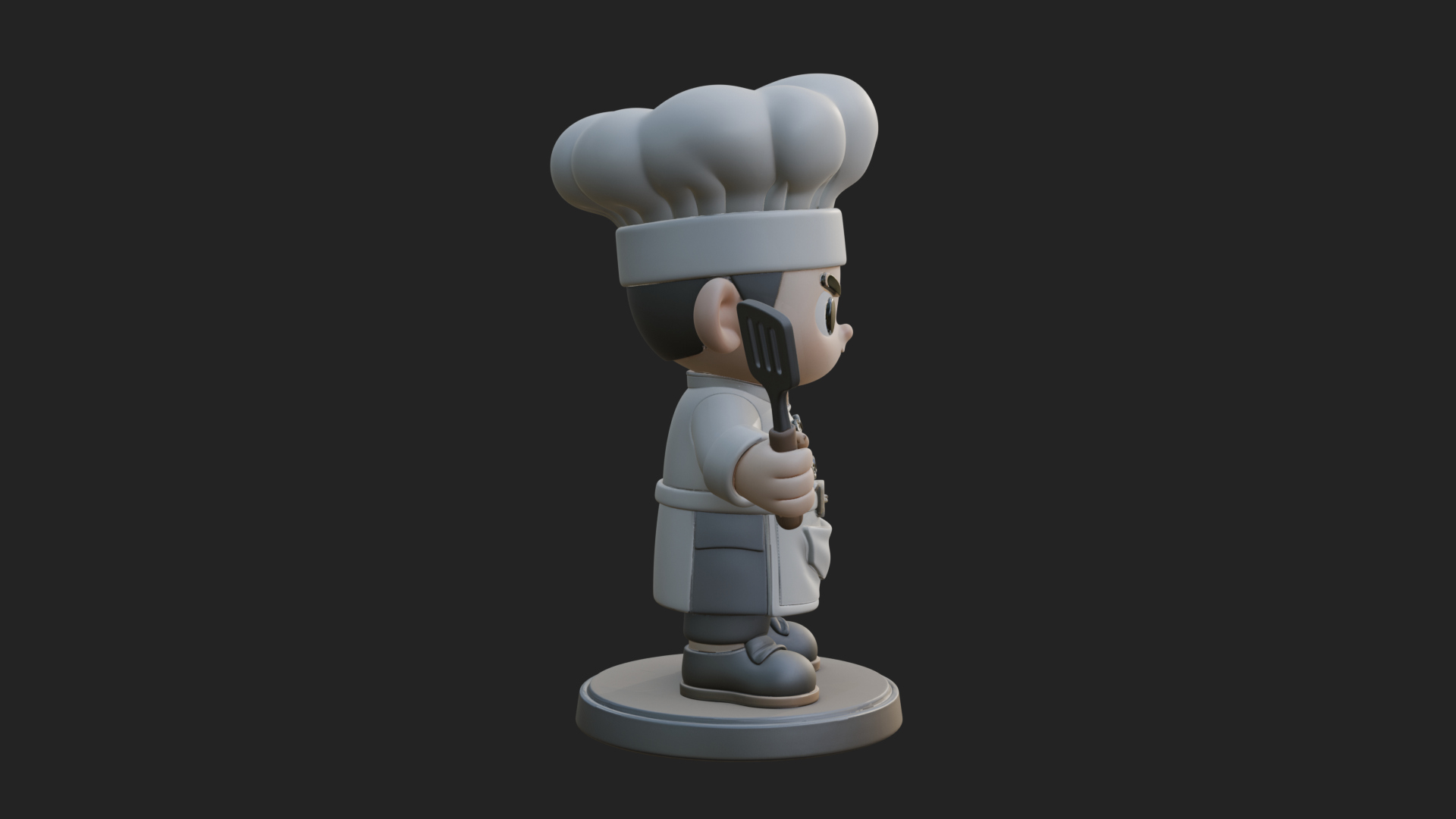 Chibi Chef with Spatula Statue Design 2 3D Print Model 3D Model