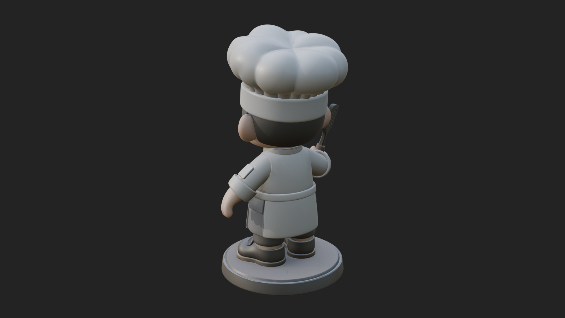 Chibi Chef with Spatula Statue Design 2 3D Print Model 3D Model