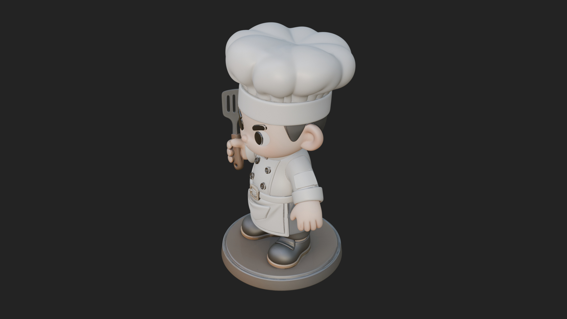 Chibi Chef with Spatula Statue Design 2 3D Print Model 3D Model
