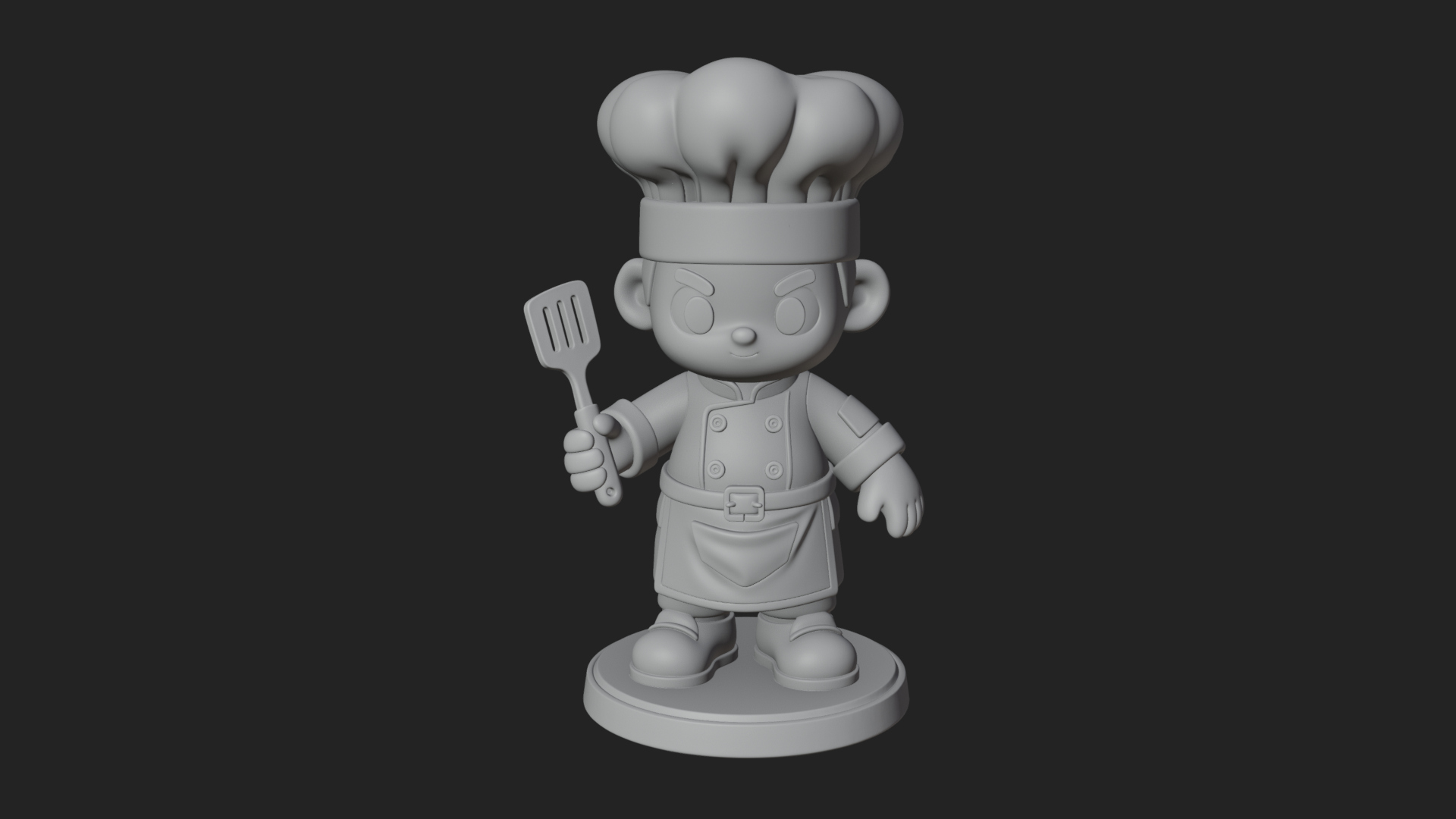 Chibi Chef with Spatula Statue Design 2 3D Print Model 3D Model