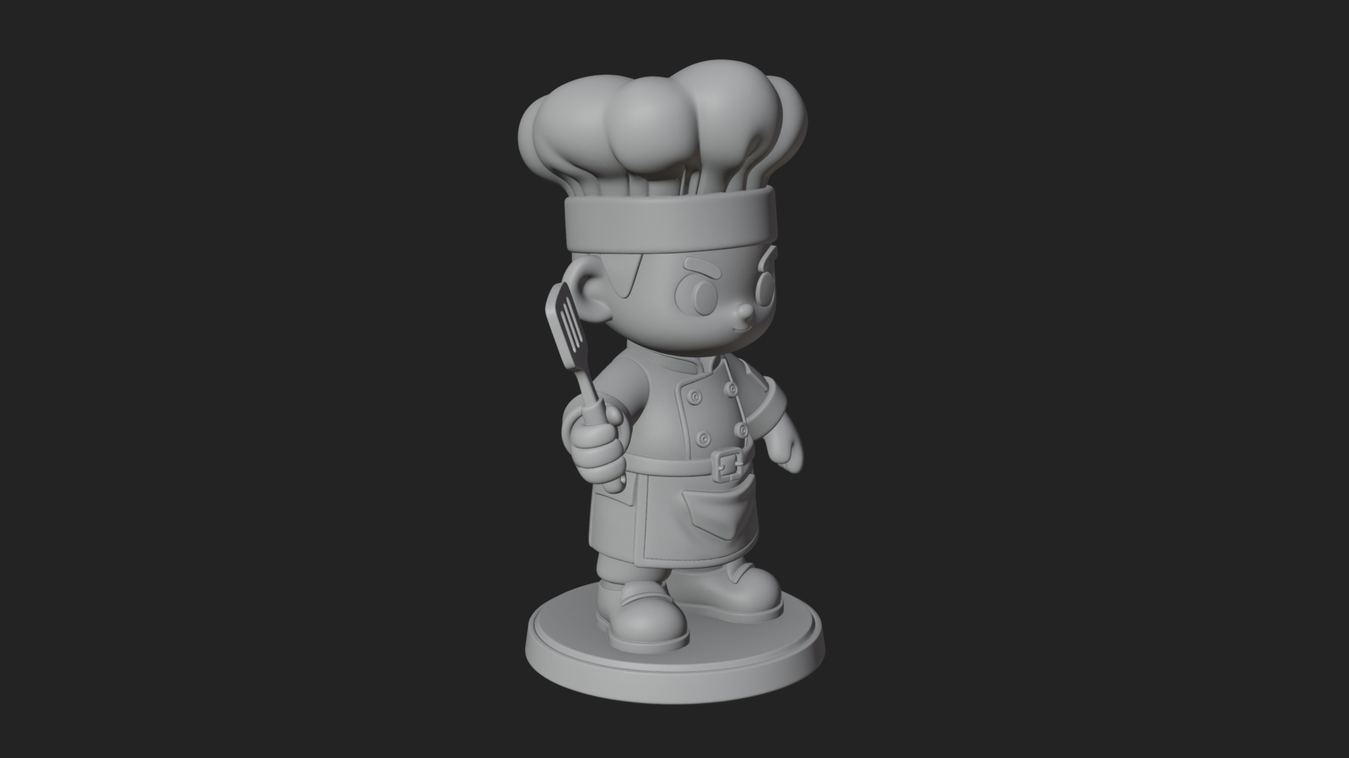 Chibi Chef with Spatula Statue Design 2 3D Print Model 3D Model