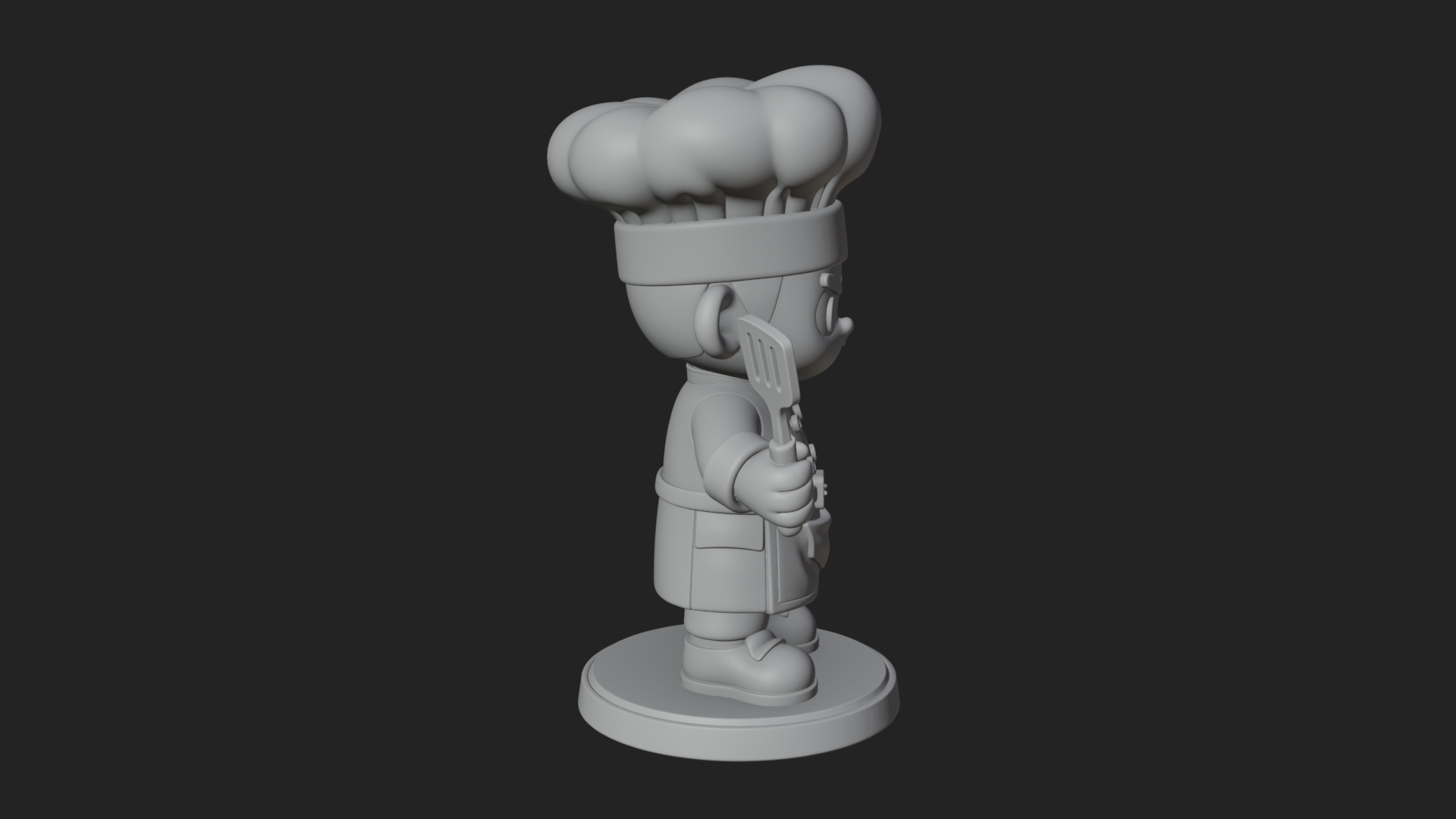 Chibi Chef with Spatula Statue Design 2 3D Print Model 3D Model