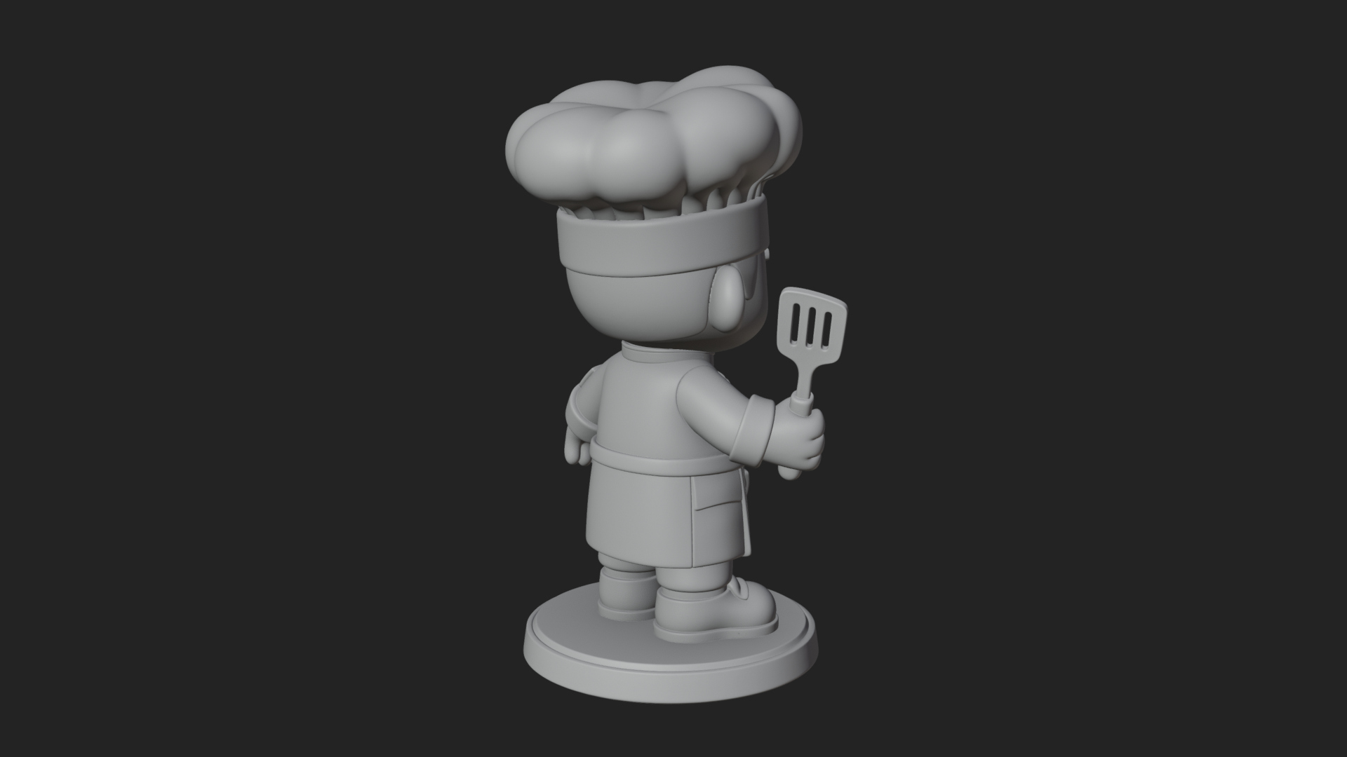 Chibi Chef with Spatula Statue Design 2 3D Print Model 3D Model