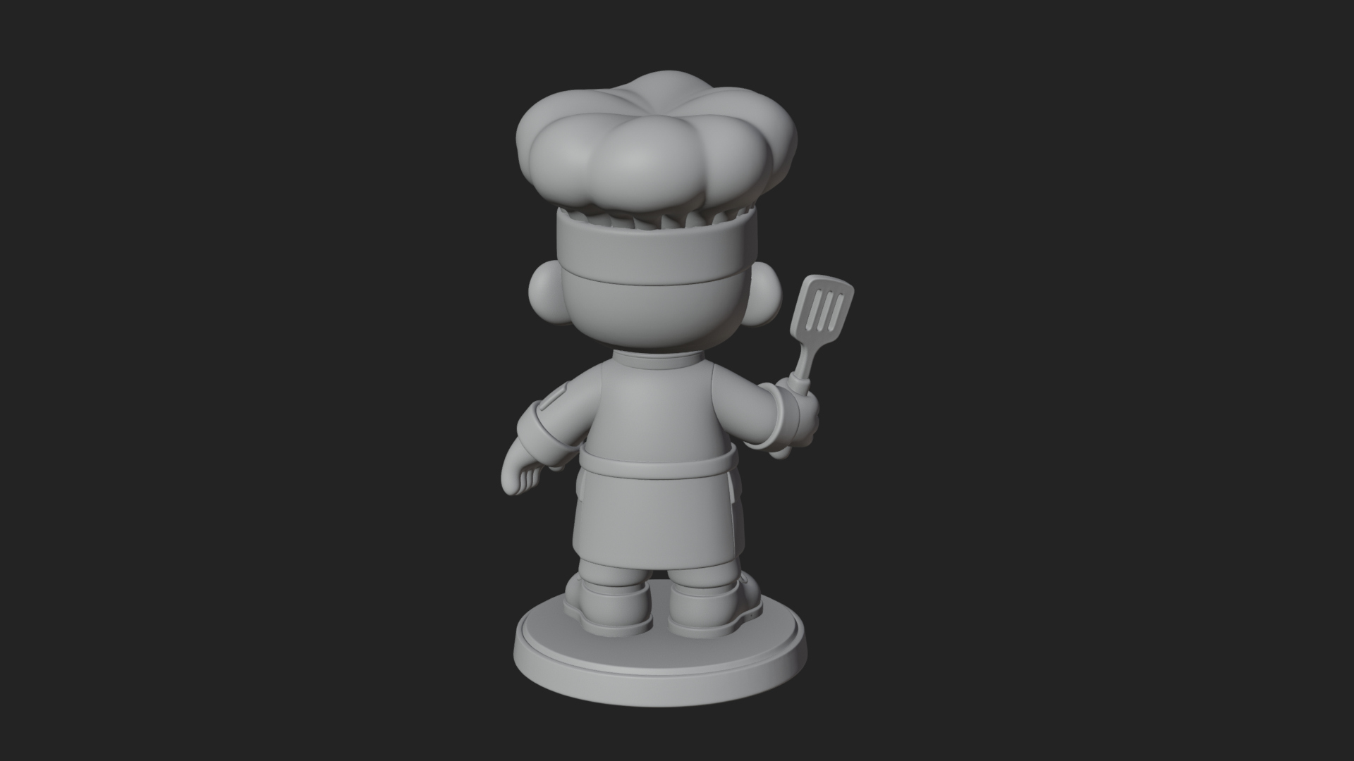 Chibi Chef with Spatula Statue Design 2 3D Print Model 3D Model