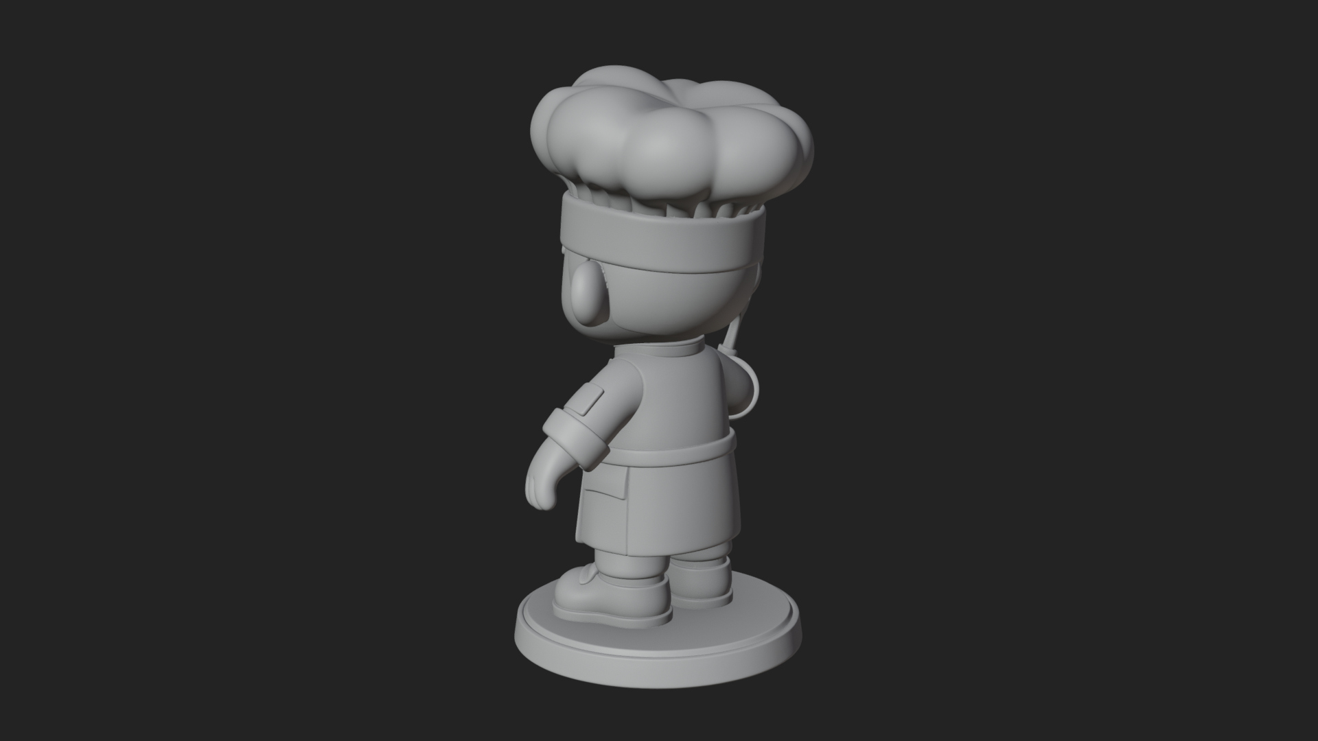 Chibi Chef with Spatula Statue Design 2 3D Print Model 3D Model