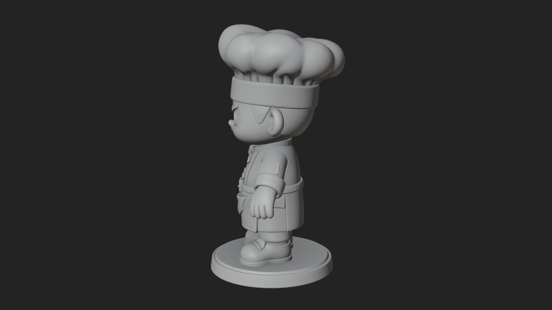 Chibi Chef with Spatula Statue Design 2 3D Print Model 3D Model