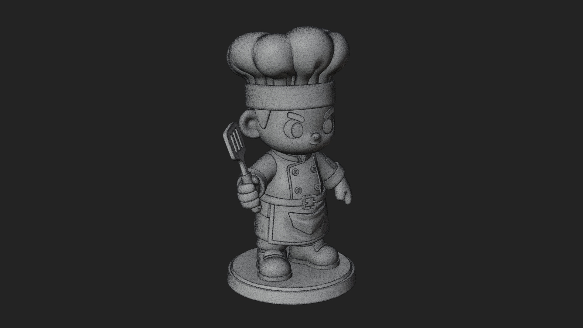 Chibi Chef with Spatula Statue Design 2 3D Print Model 3D Model