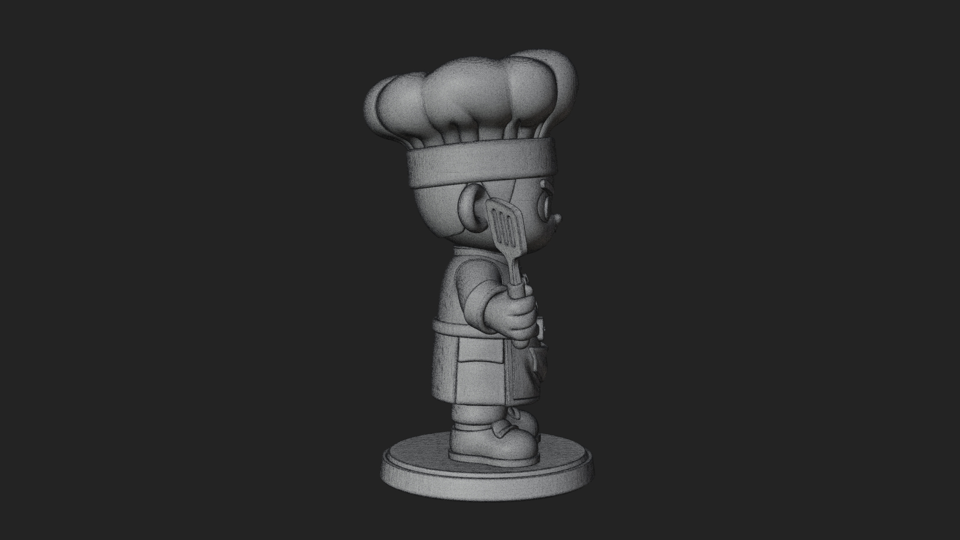 Chibi Chef with Spatula Statue Design 2 3D Print Model 3D Model
