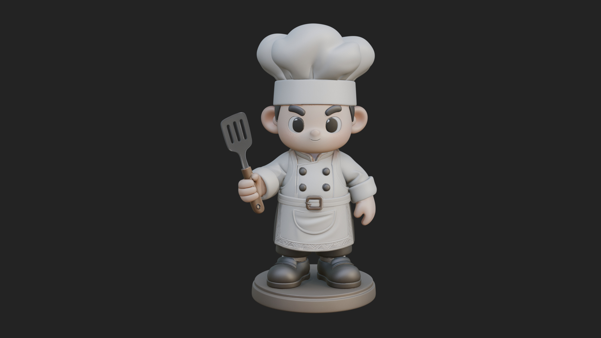 Chibi Chef with Spatula Statue Design 3 3D Print Model 3D Model