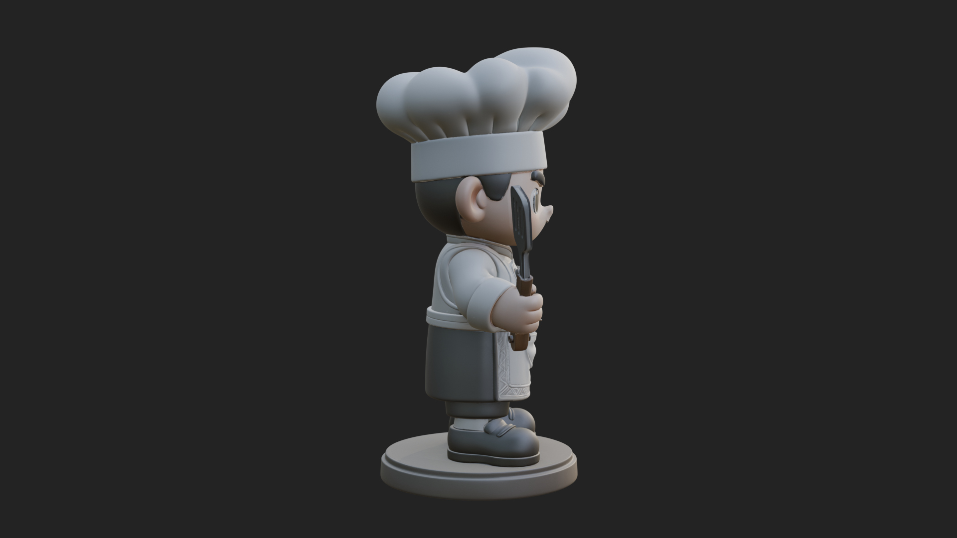 Chibi Chef with Spatula Statue Design 3 3D Print Model 3D Model