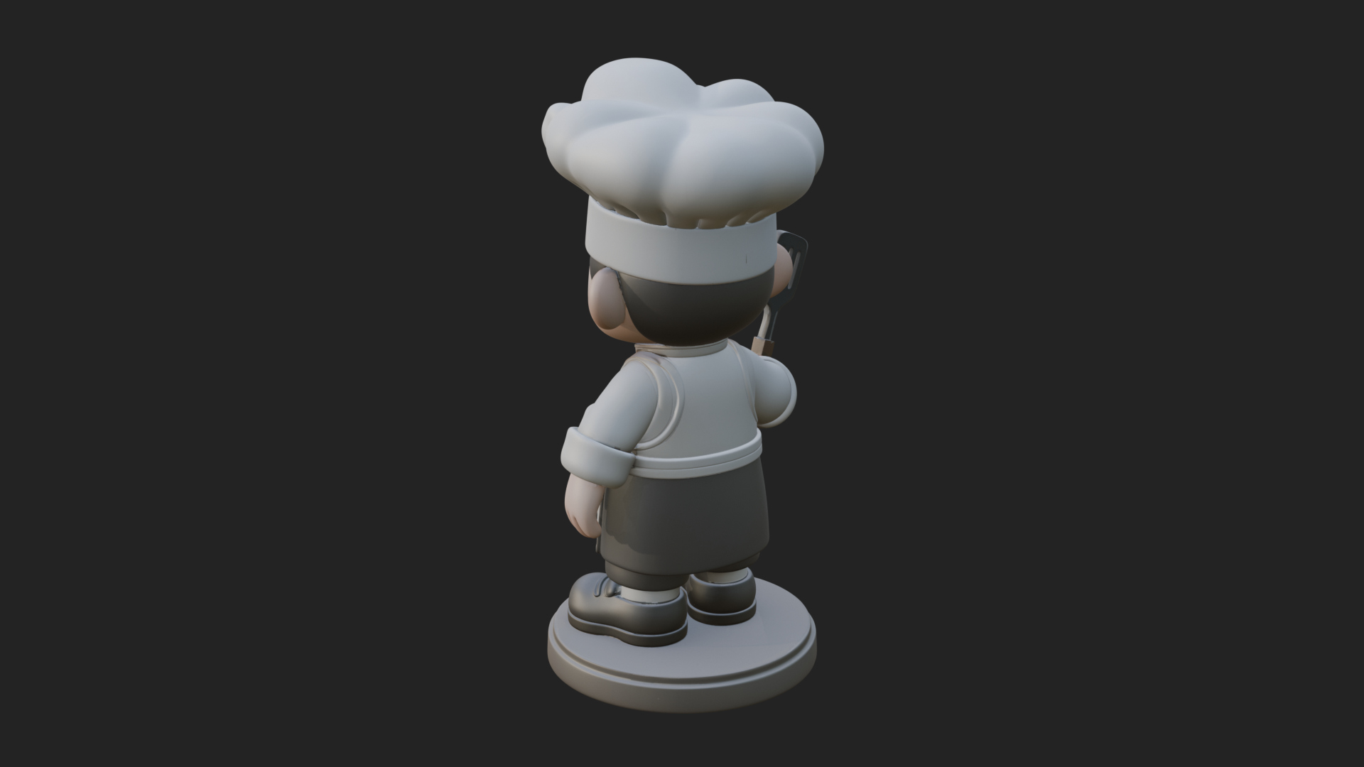 Chibi Chef with Spatula Statue Design 3 3D Print Model 3D Model