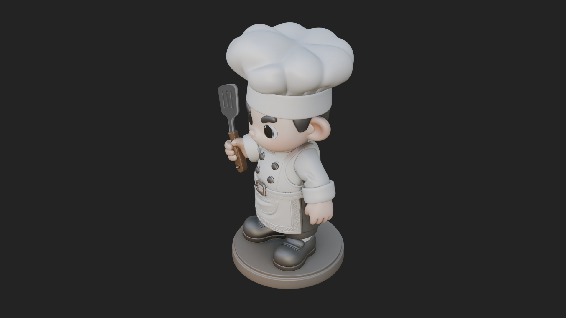 Chibi Chef with Spatula Statue Design 3 3D Print Model 3D Model